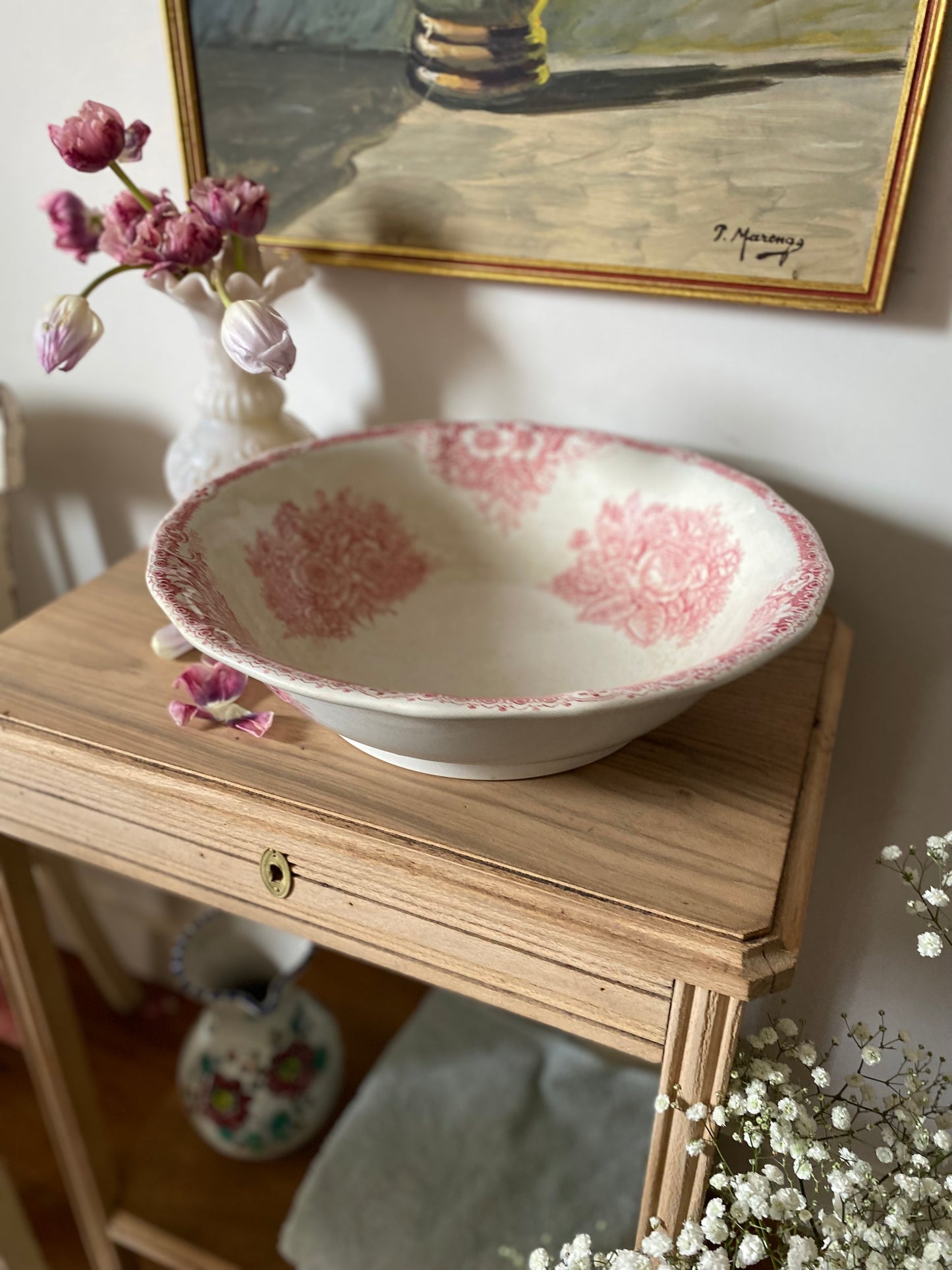Table d'appoint coiffeuse ancienne rénovée