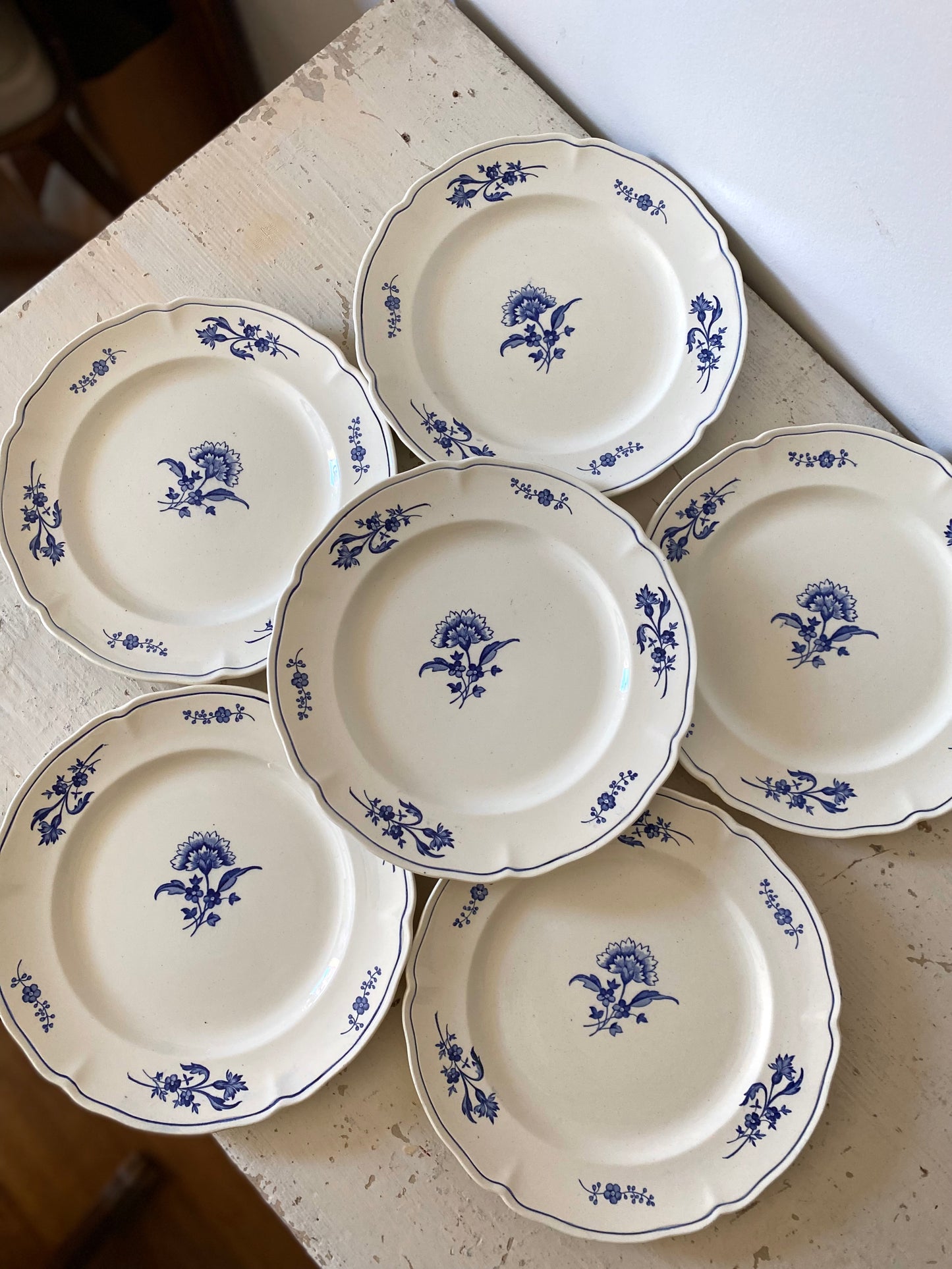 6 assiettes plates en faïence Boch La Louvière