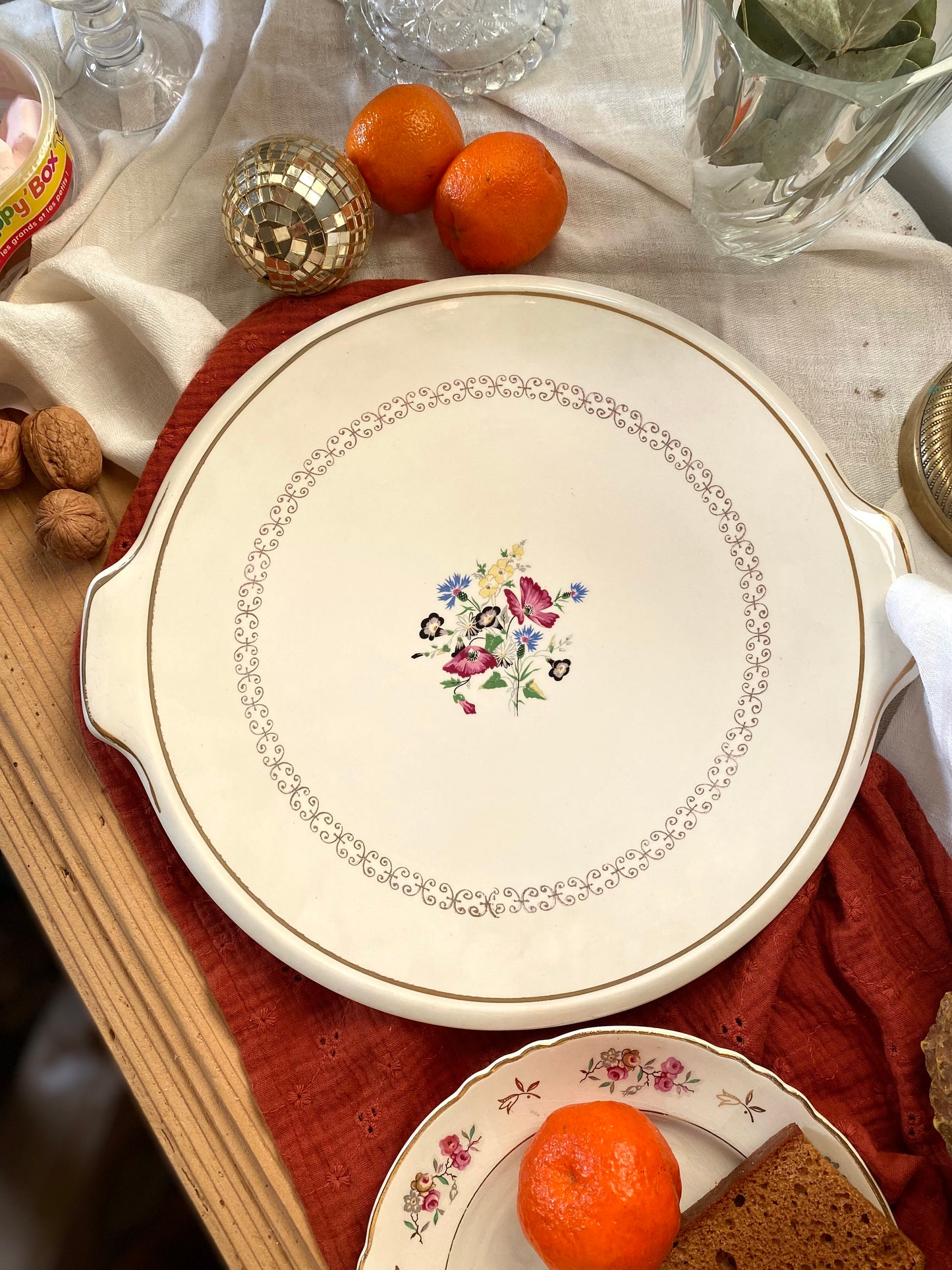 Plat de service en faïence ancienne Digoin Sarreguemines