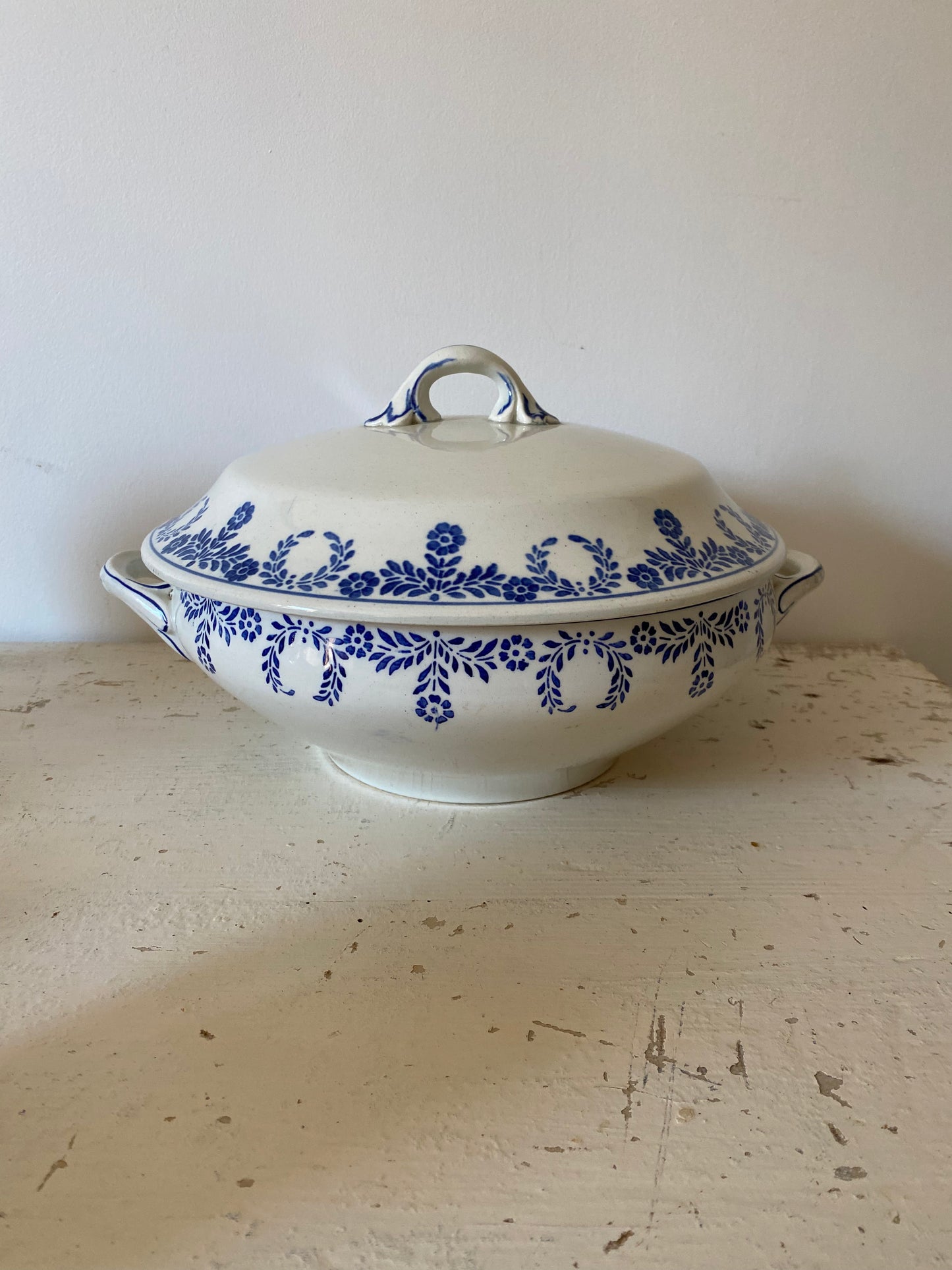 Soupière en faïence ancienne de Luneville à détourner en corbeille à fruit ou saladier