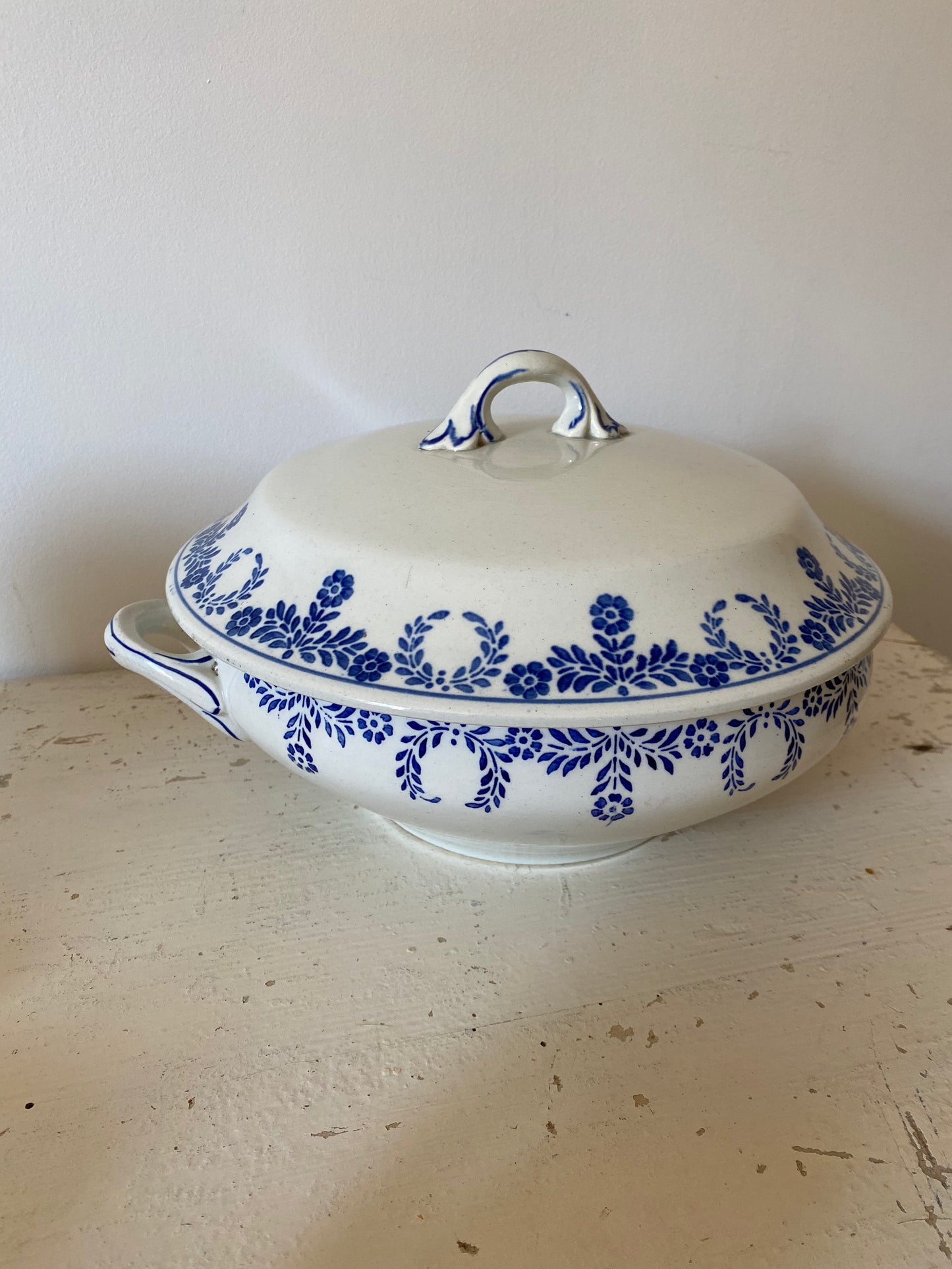 Soupière en faïence ancienne de Luneville à détourner en corbeille à fruit ou saladier