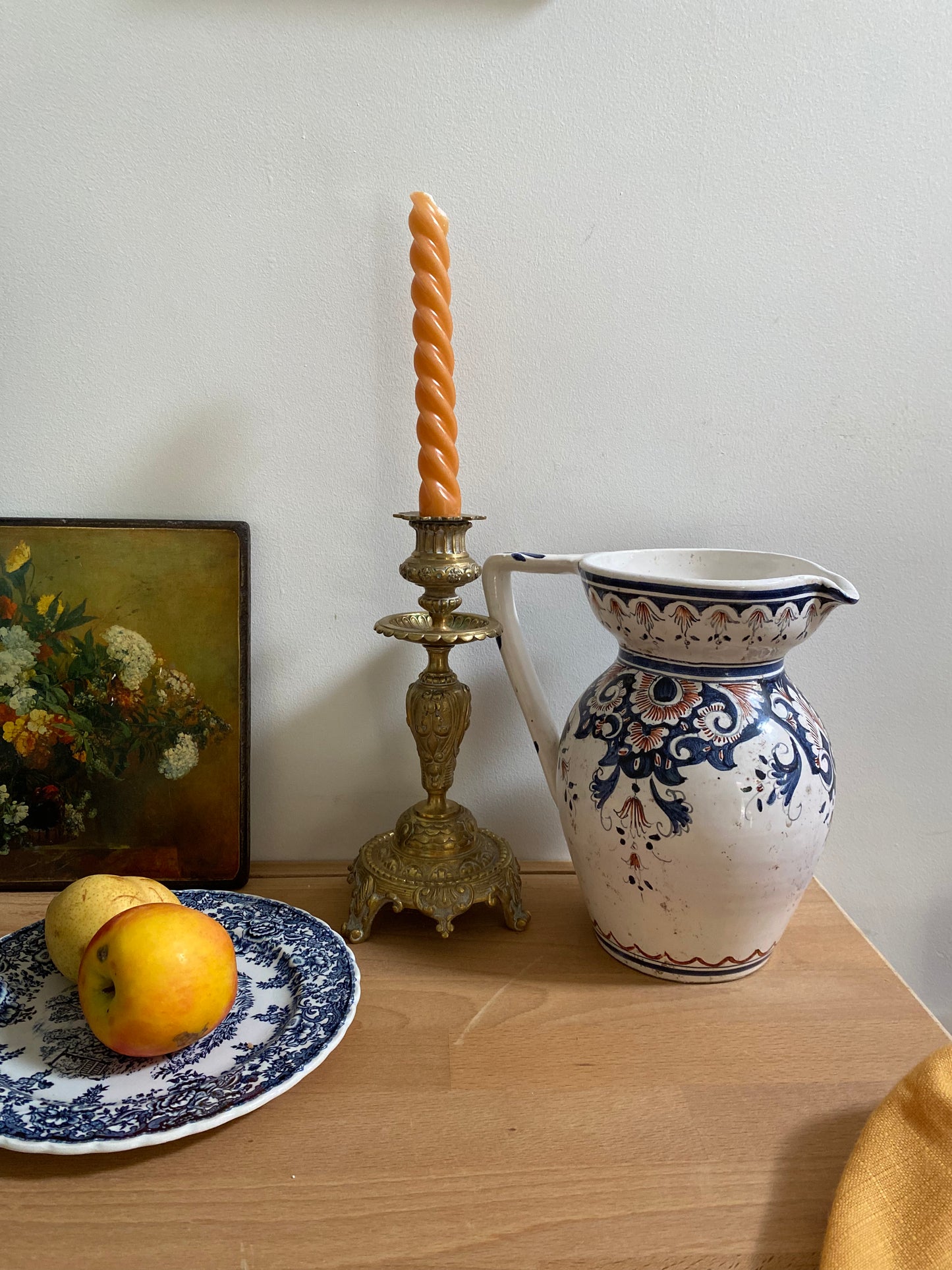 Grand bougeoir ancien baroque en laiton