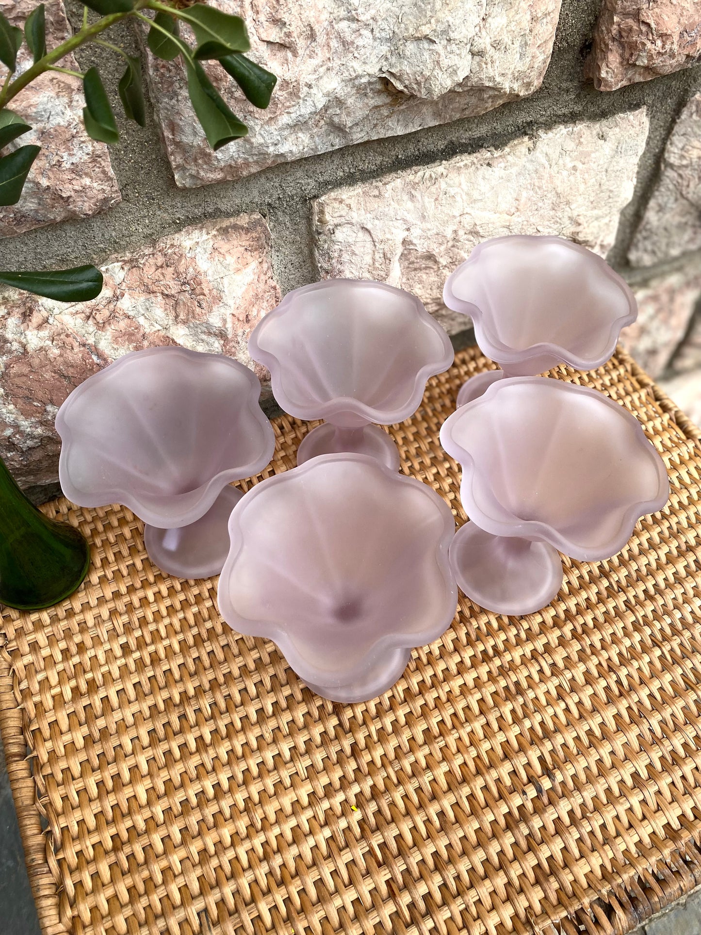 Coupes à glace en verre rose