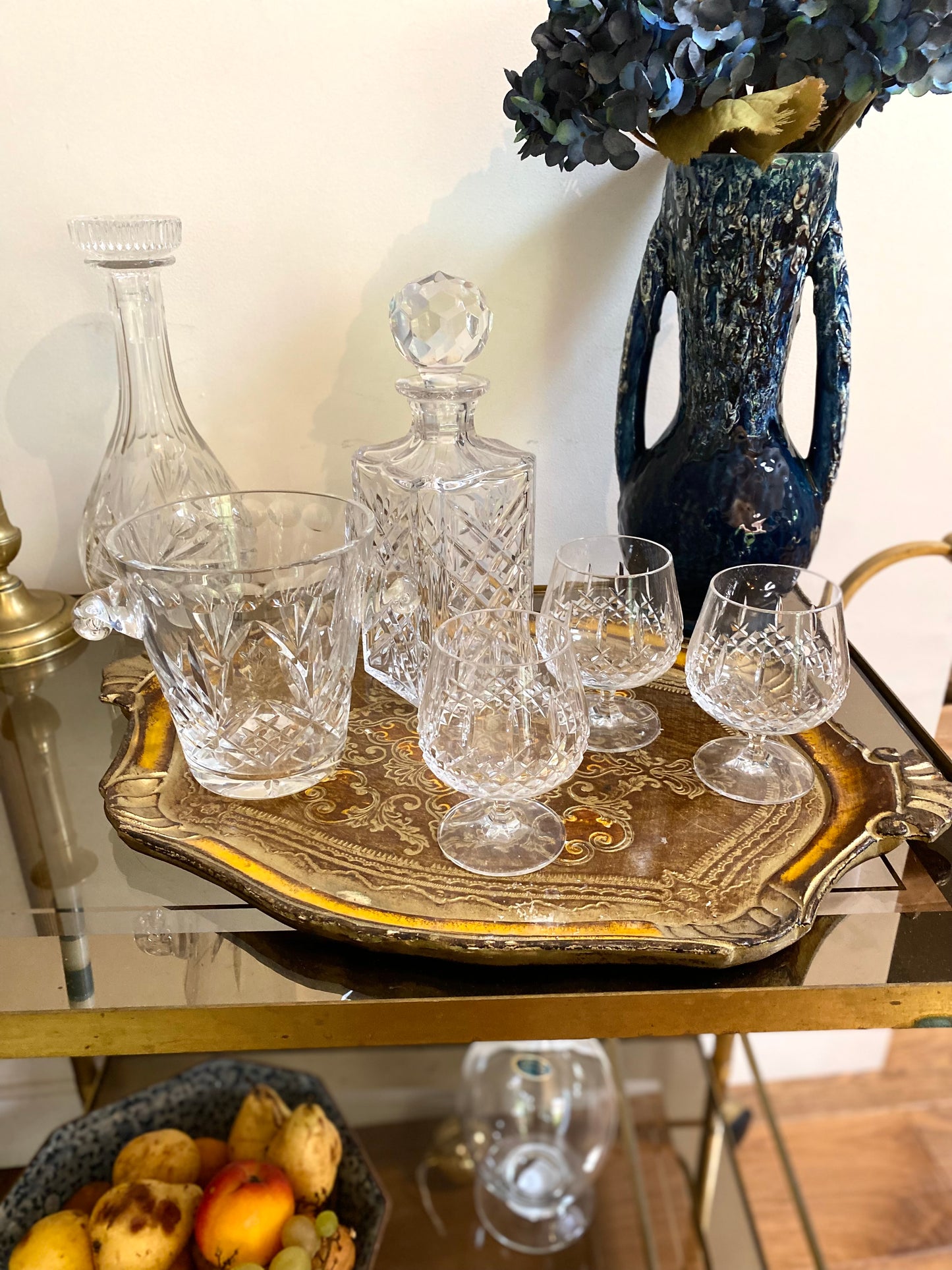 Service à liqueur en cristal écossais ancien d'exception