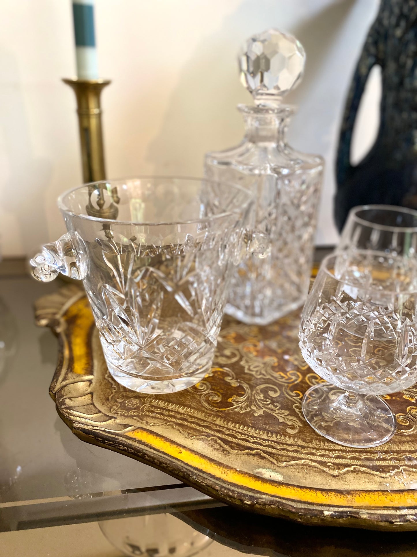Service à liqueur en cristal écossais ancien d'exception