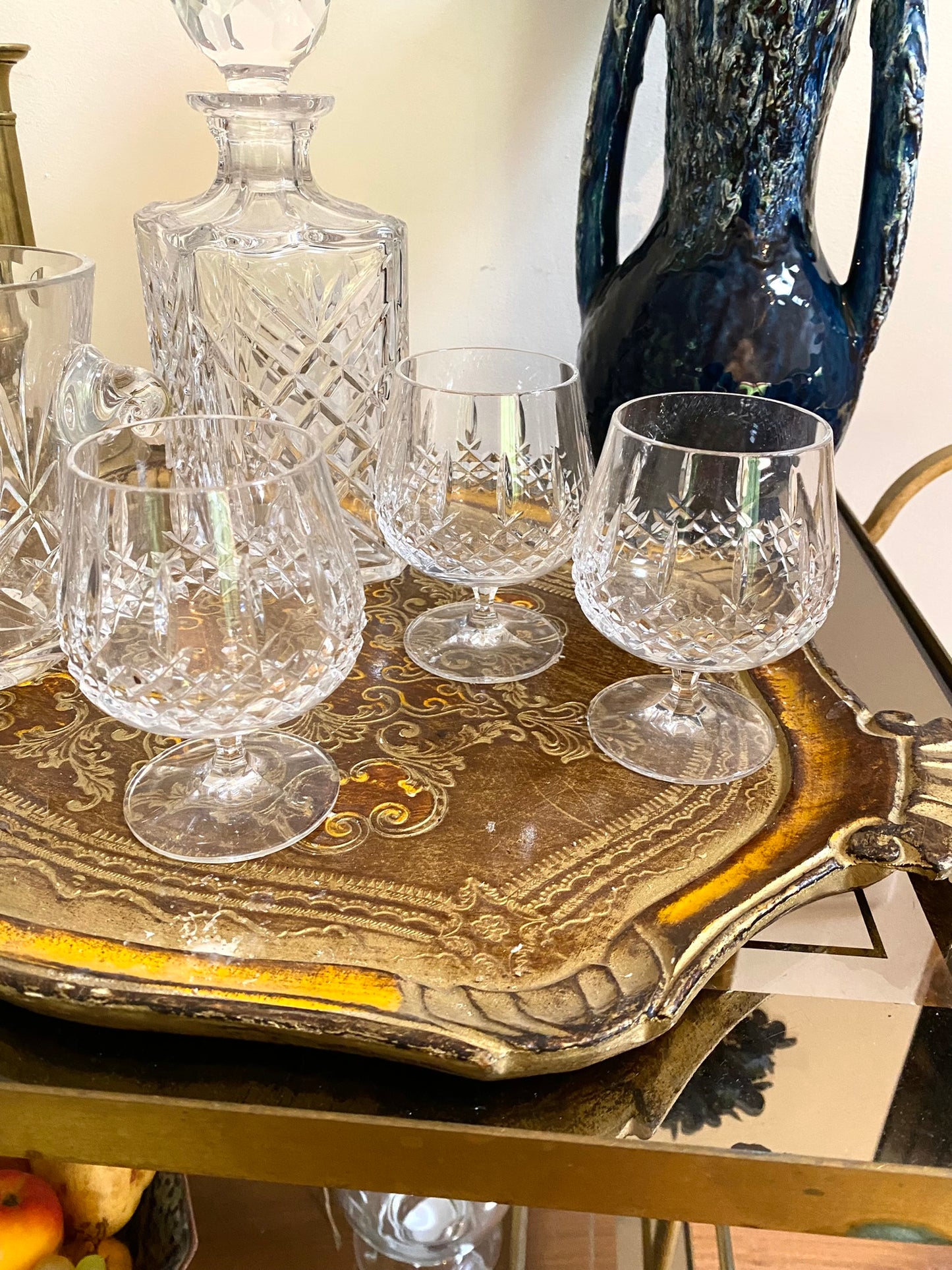 Service à liqueur en cristal écossais ancien d'exception