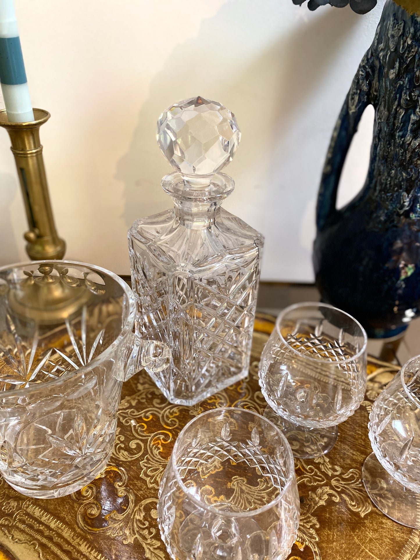 Service à liqueur en cristal écossais ancien d'exception