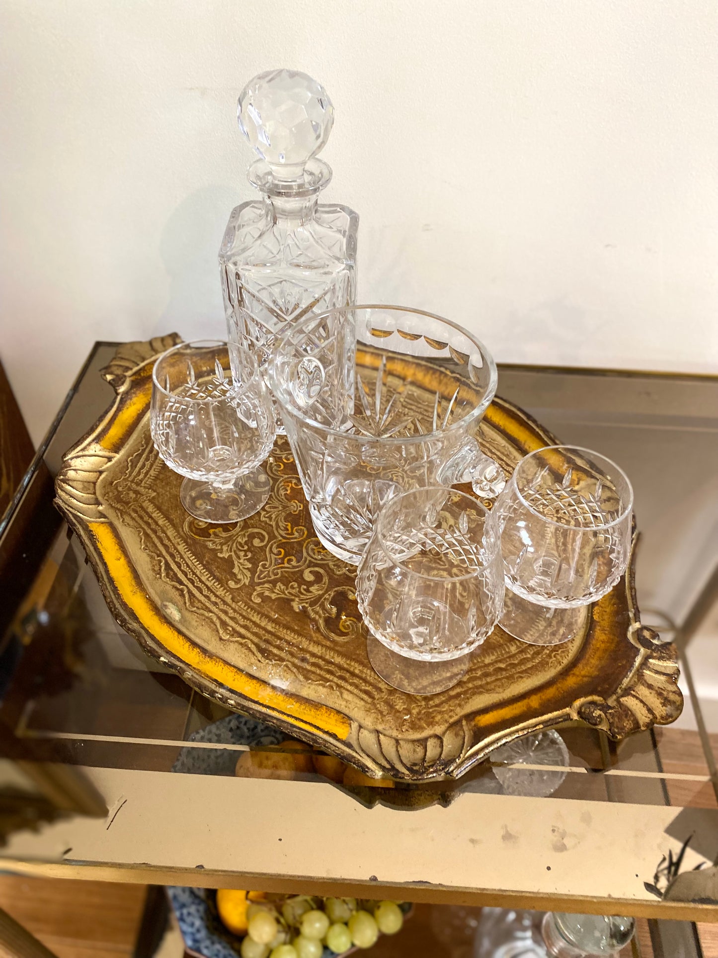 Service à liqueur en cristal écossais ancien d'exception