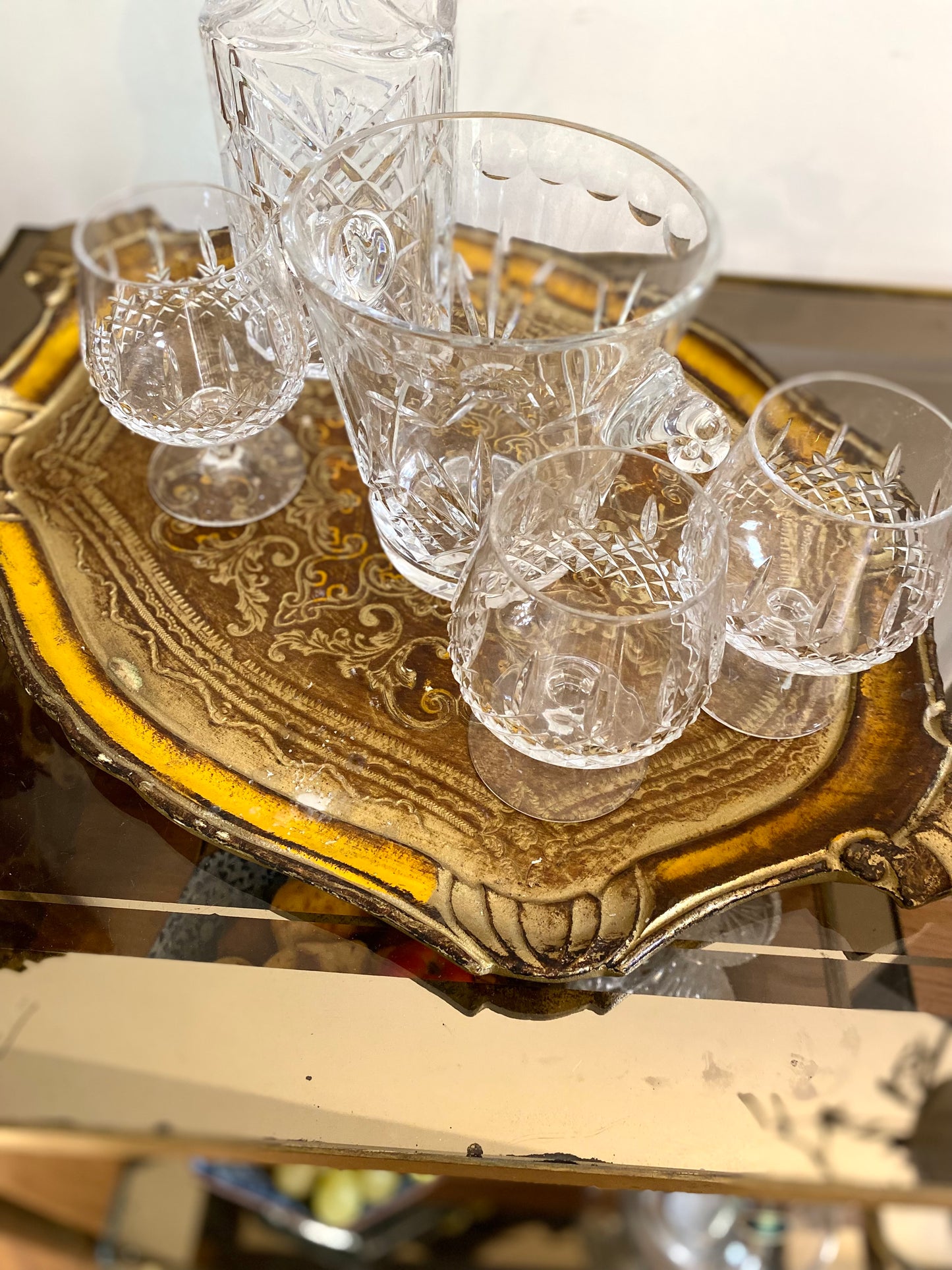 Service à liqueur en cristal écossais ancien d'exception