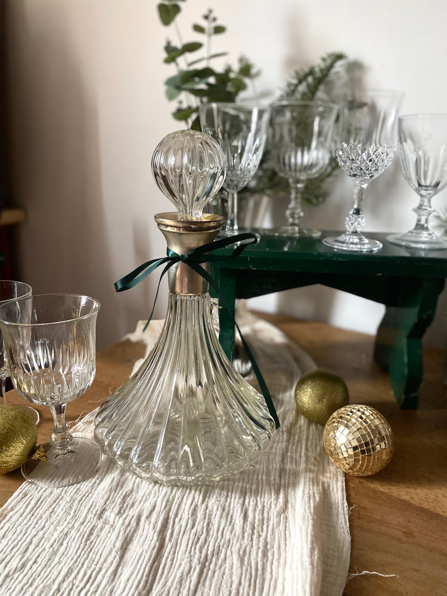 Carafe à décanter en verre ancien