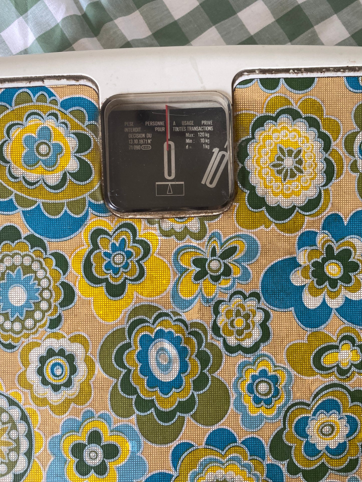 Pèse-personne Terraillon vintage à motif fleuri – années 70