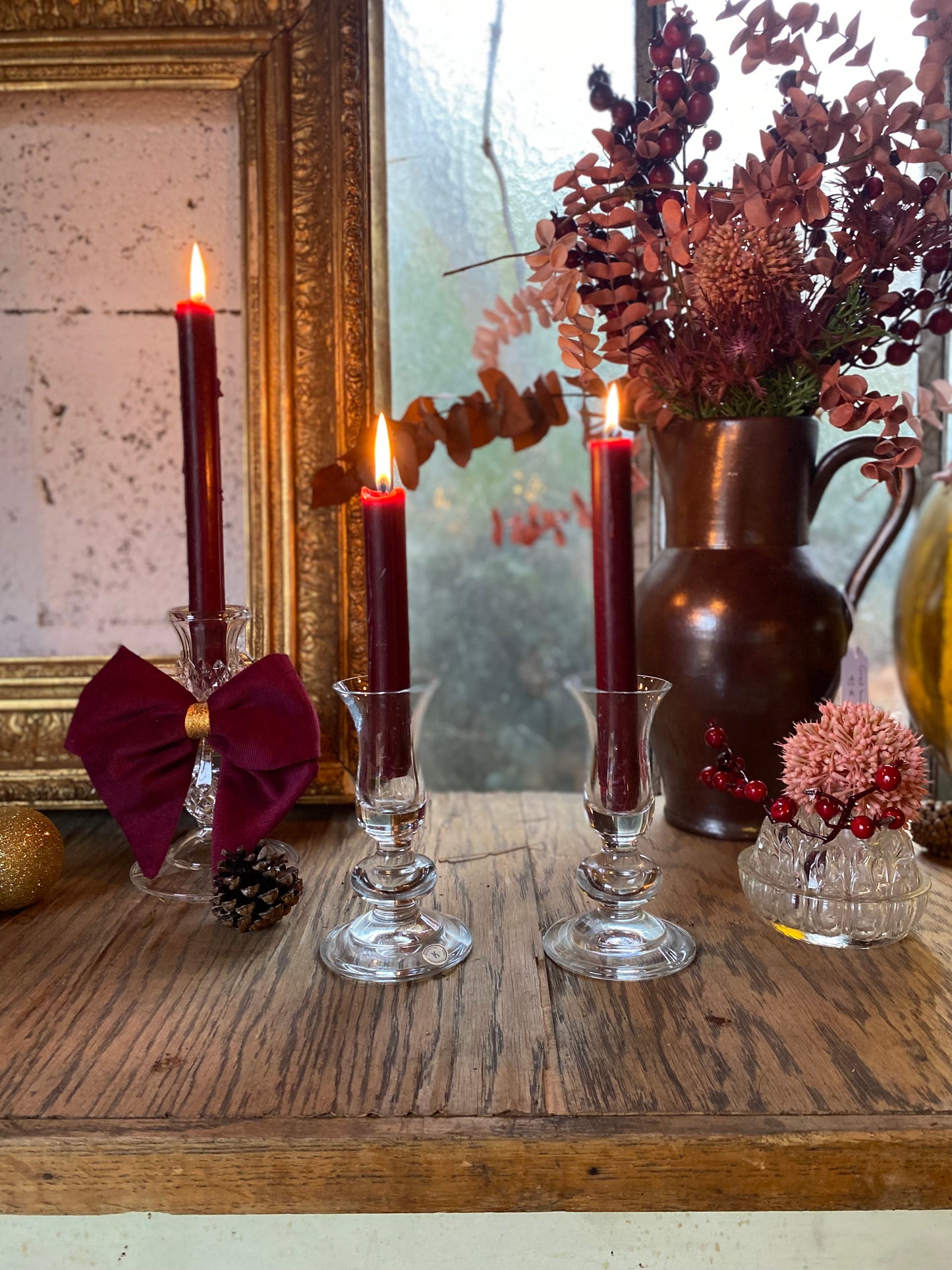 Paire de bougeoir en cristal ancien