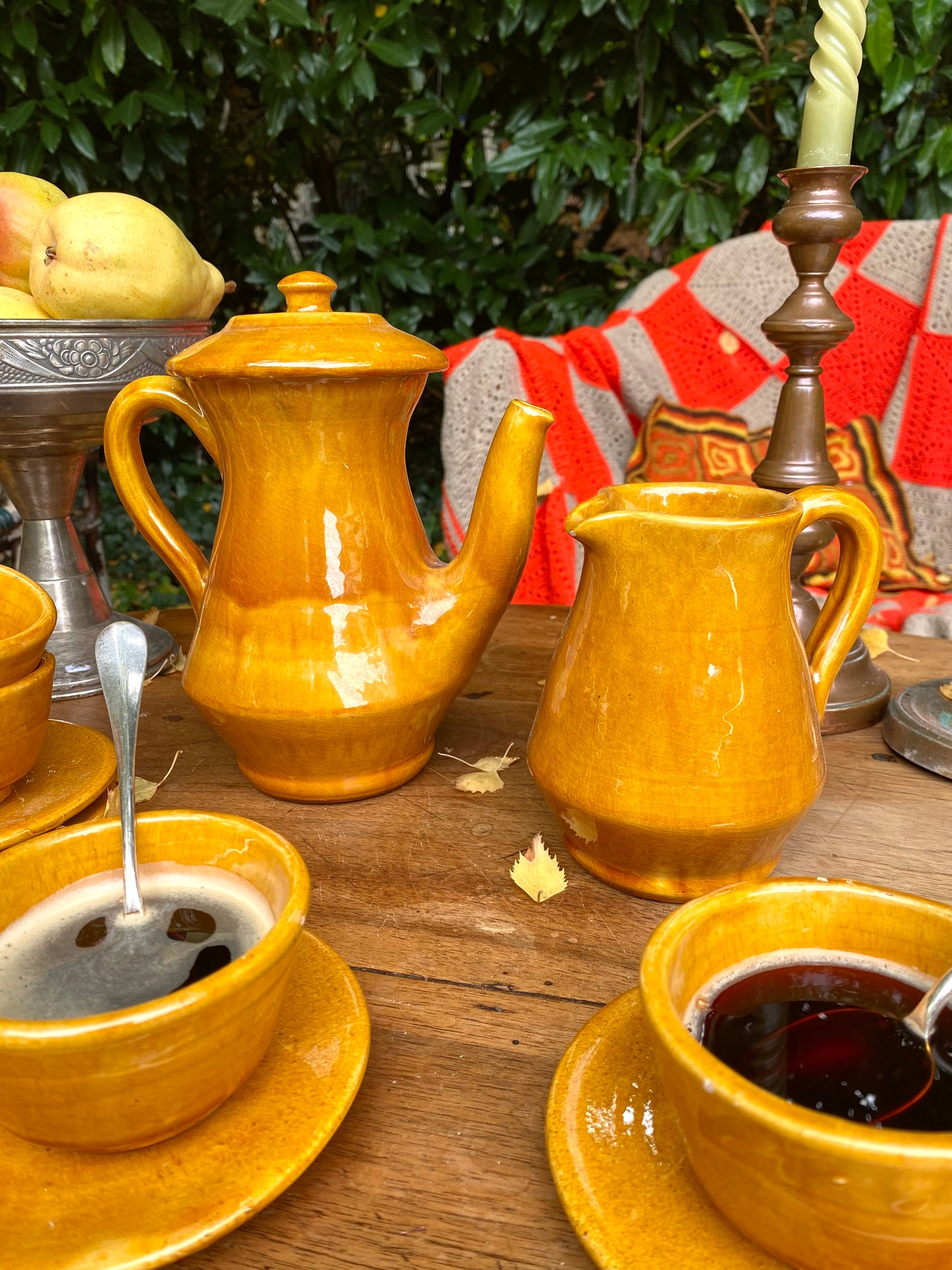 Service à café vintage en céramique vernissée