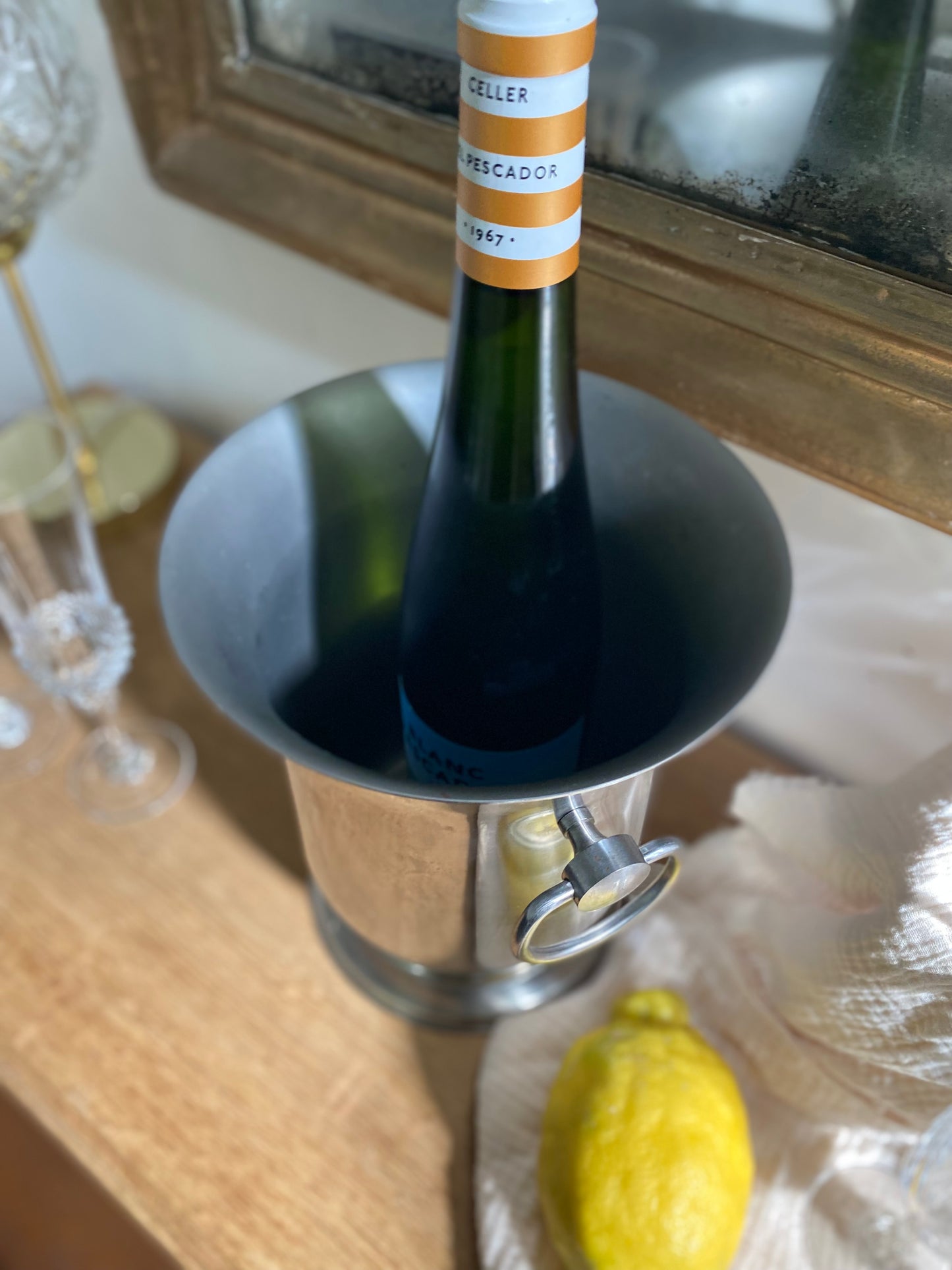 Seau à Champagne en Métal Argenté vintage