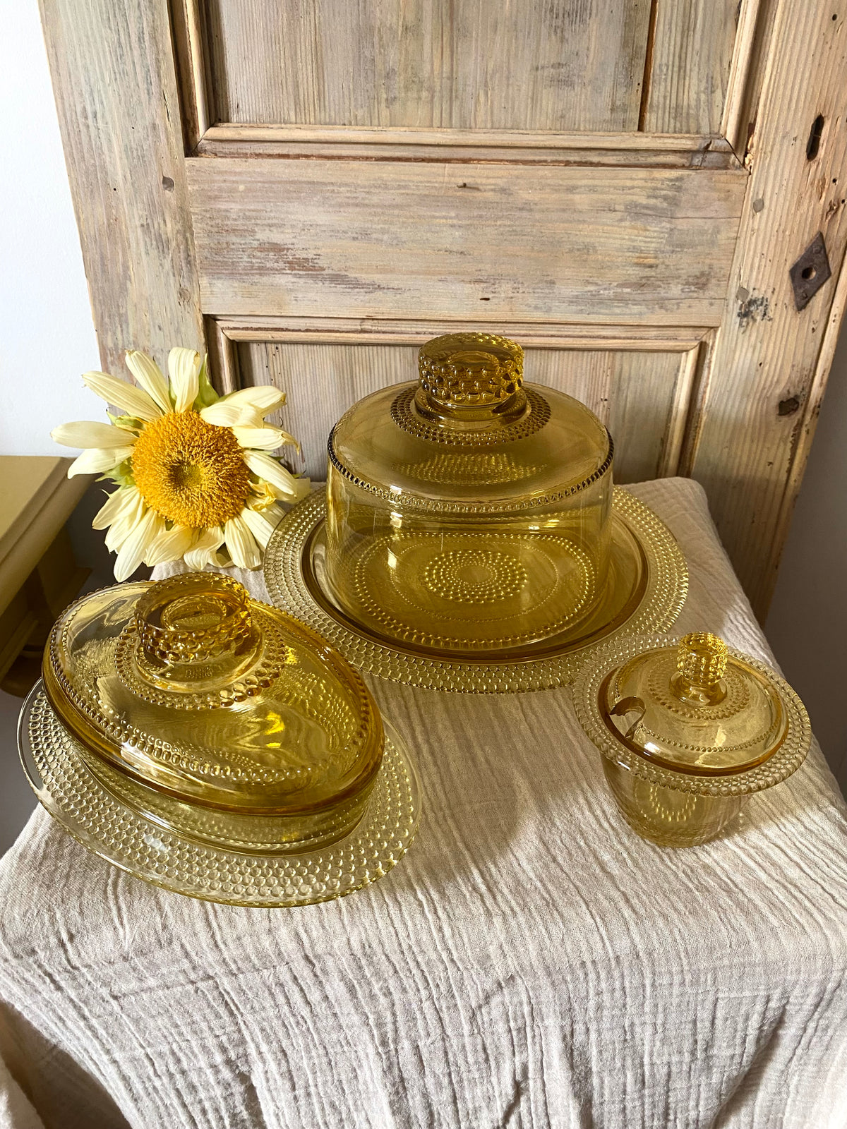 Cloche à fromage en verre ambré, années 70