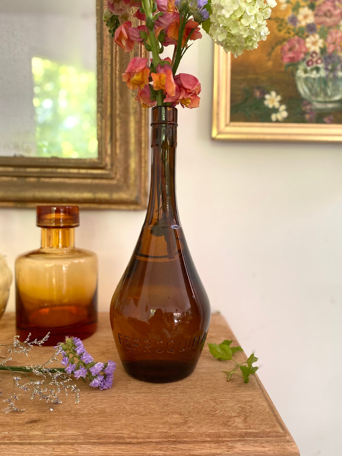 Bouteille d’apothicaire en verre ambrée 1900