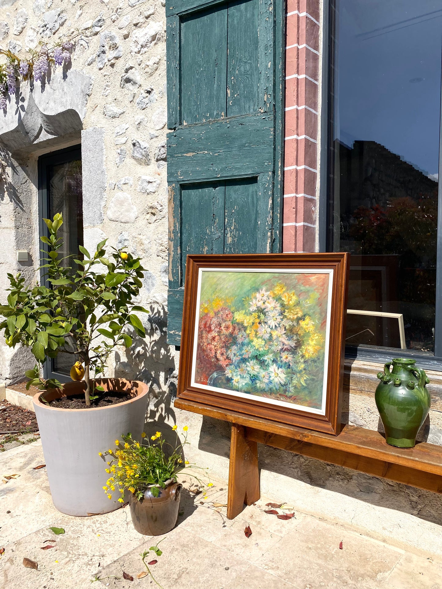 Huile sur toile - Bouquet impressionniste - 1950