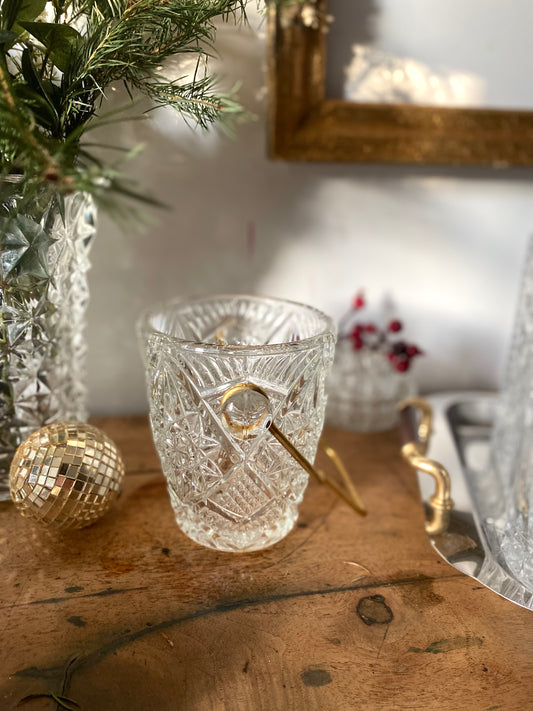 Seau à glaçon en verre taillé