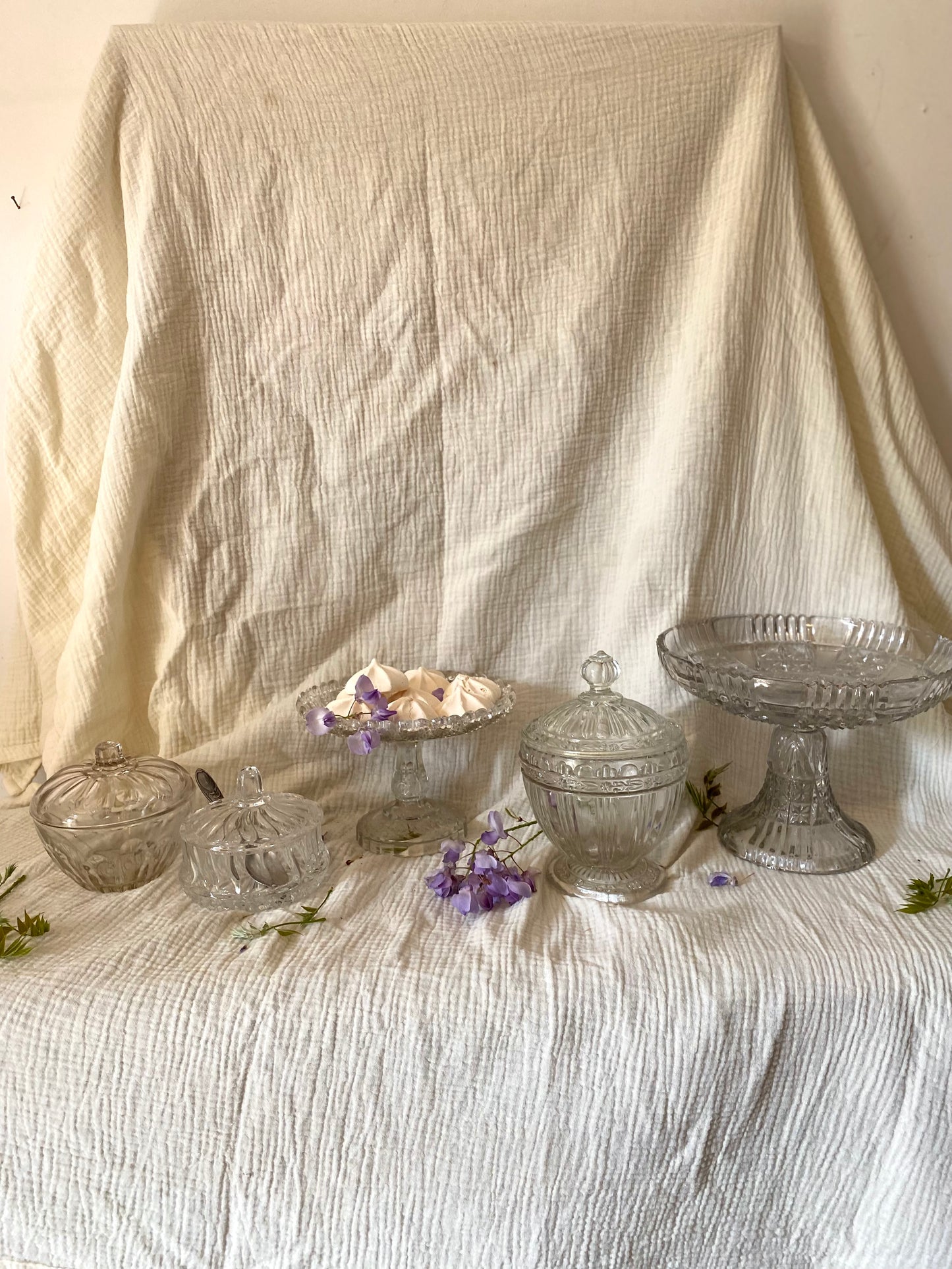 Sucrier Vintage en Verre Travaillé