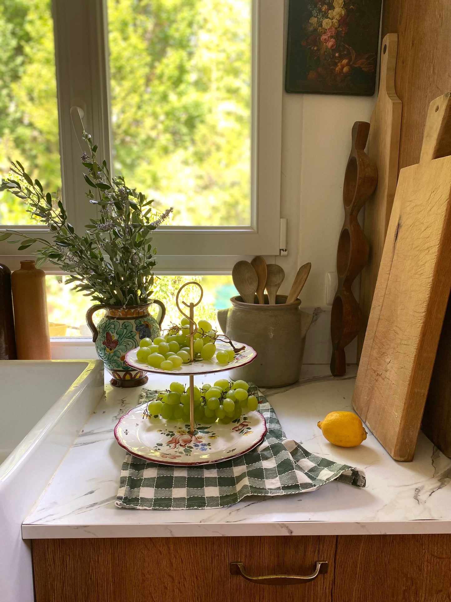 Serviteur muet en faïence de Salins, décor Joséphine