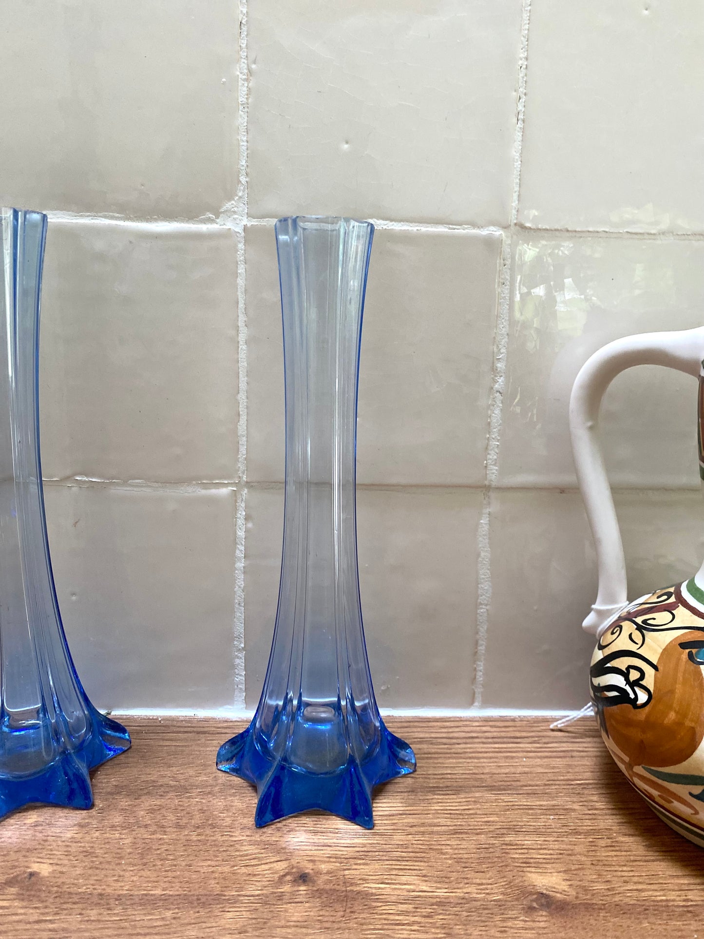 Paire de soliflore en verre