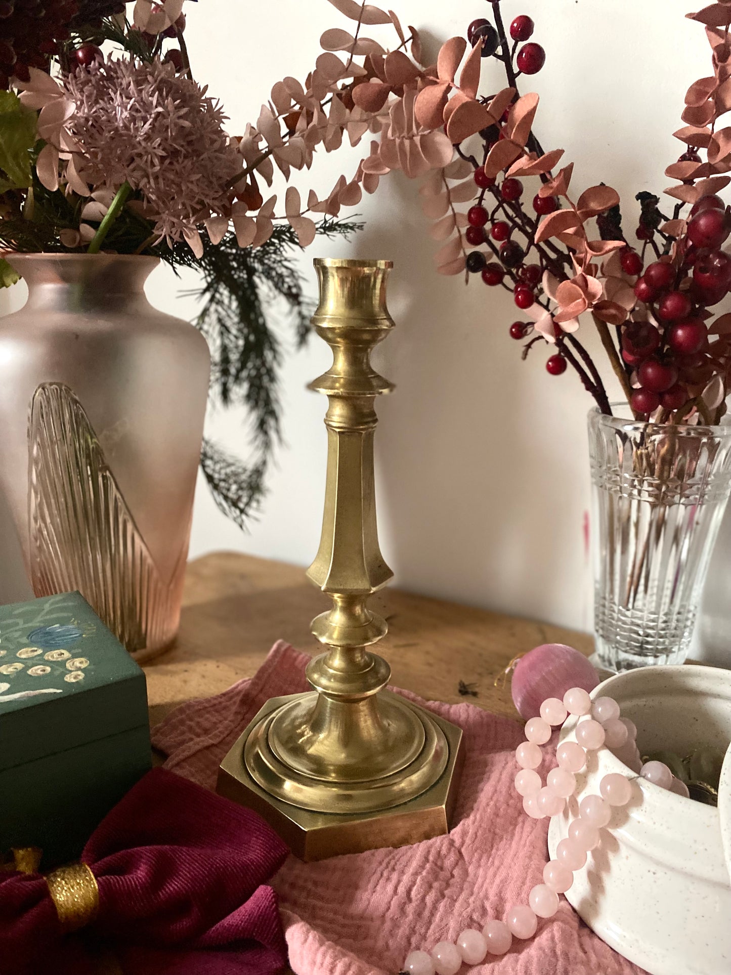 Bougeoir en laiton ancien