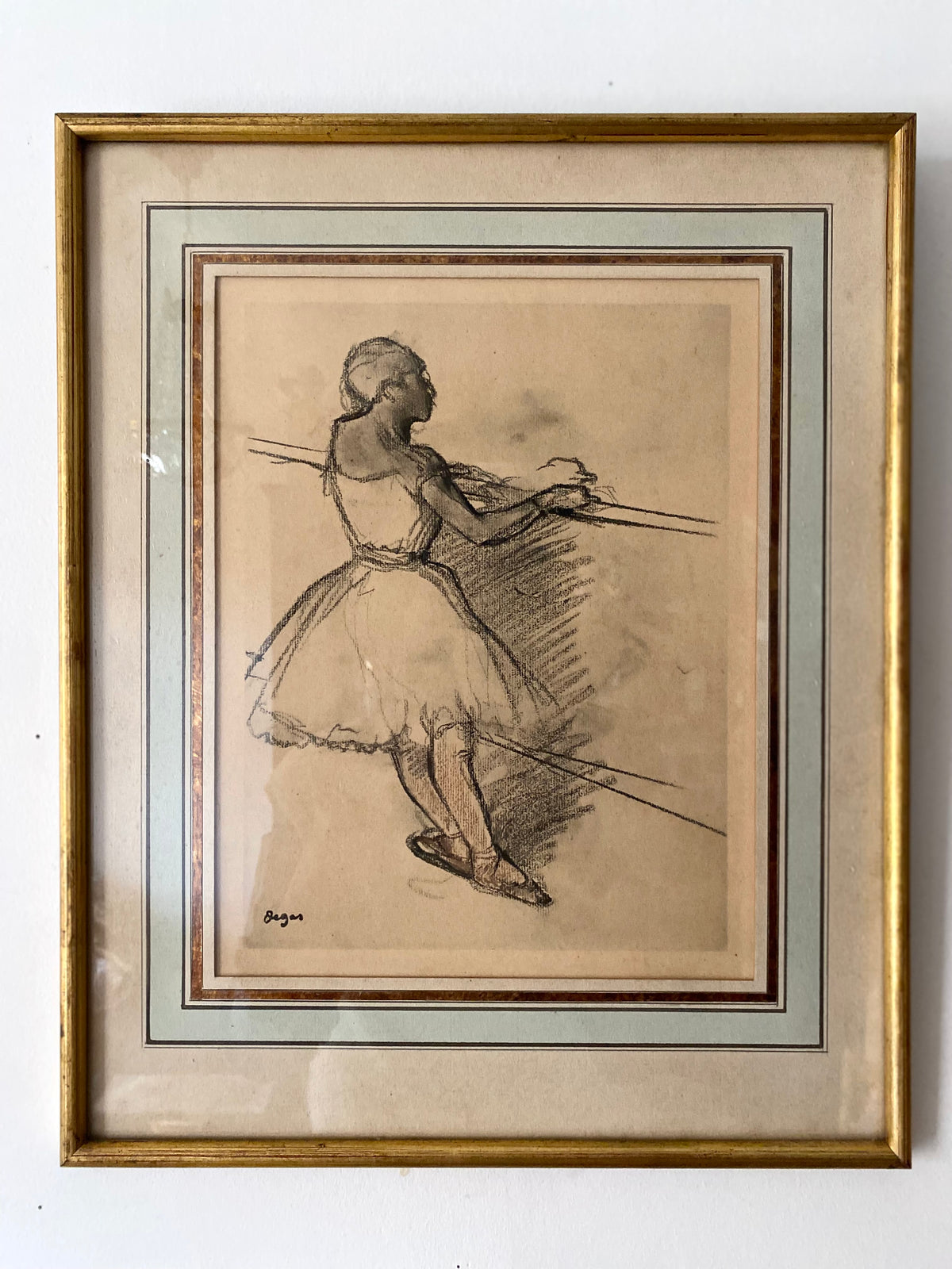 Danseuse à la barre, reproduction d'après Edgar Degas, cadre doré