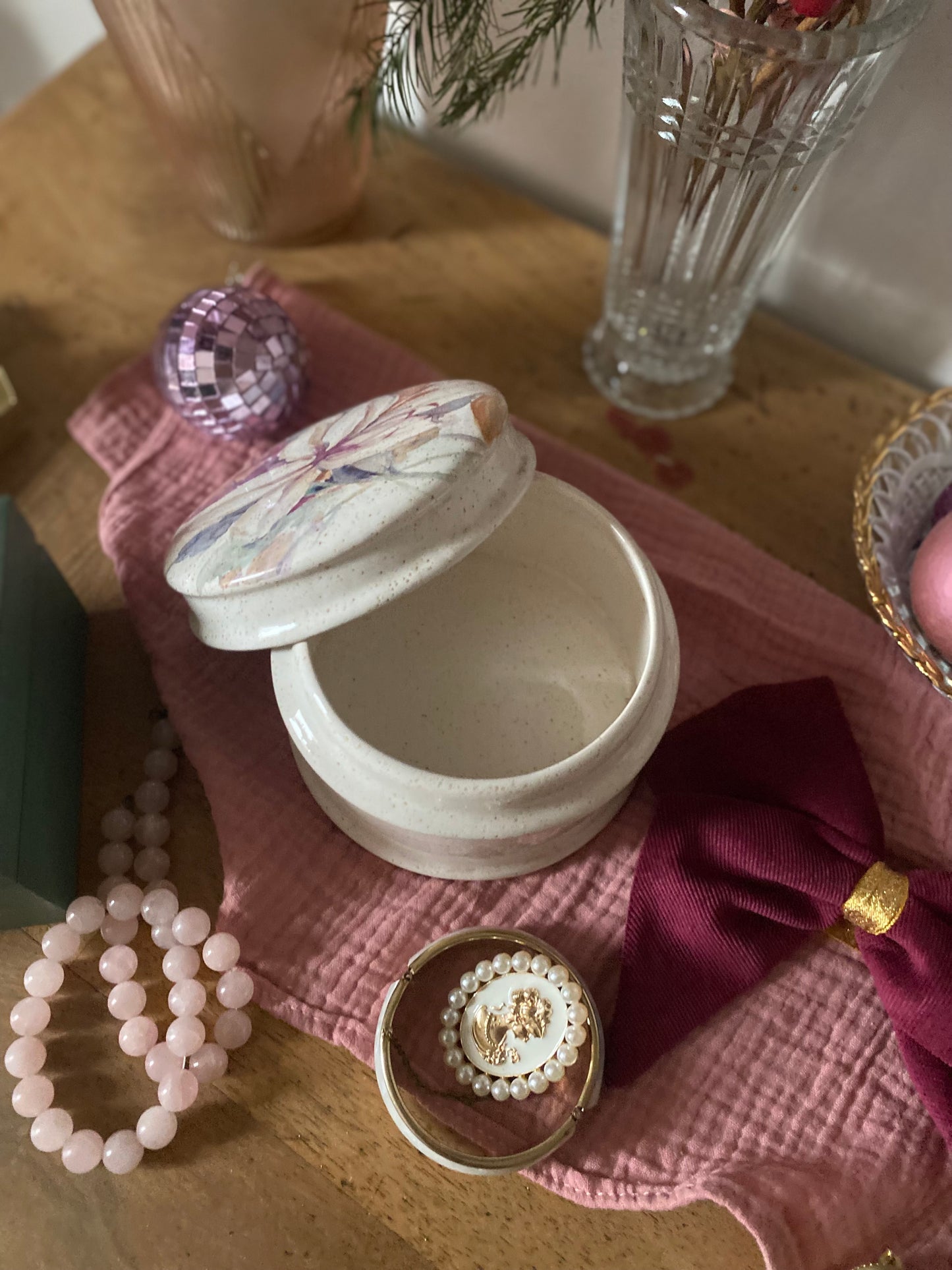 Boite à bijoux 1960 
en faïence de Roanne