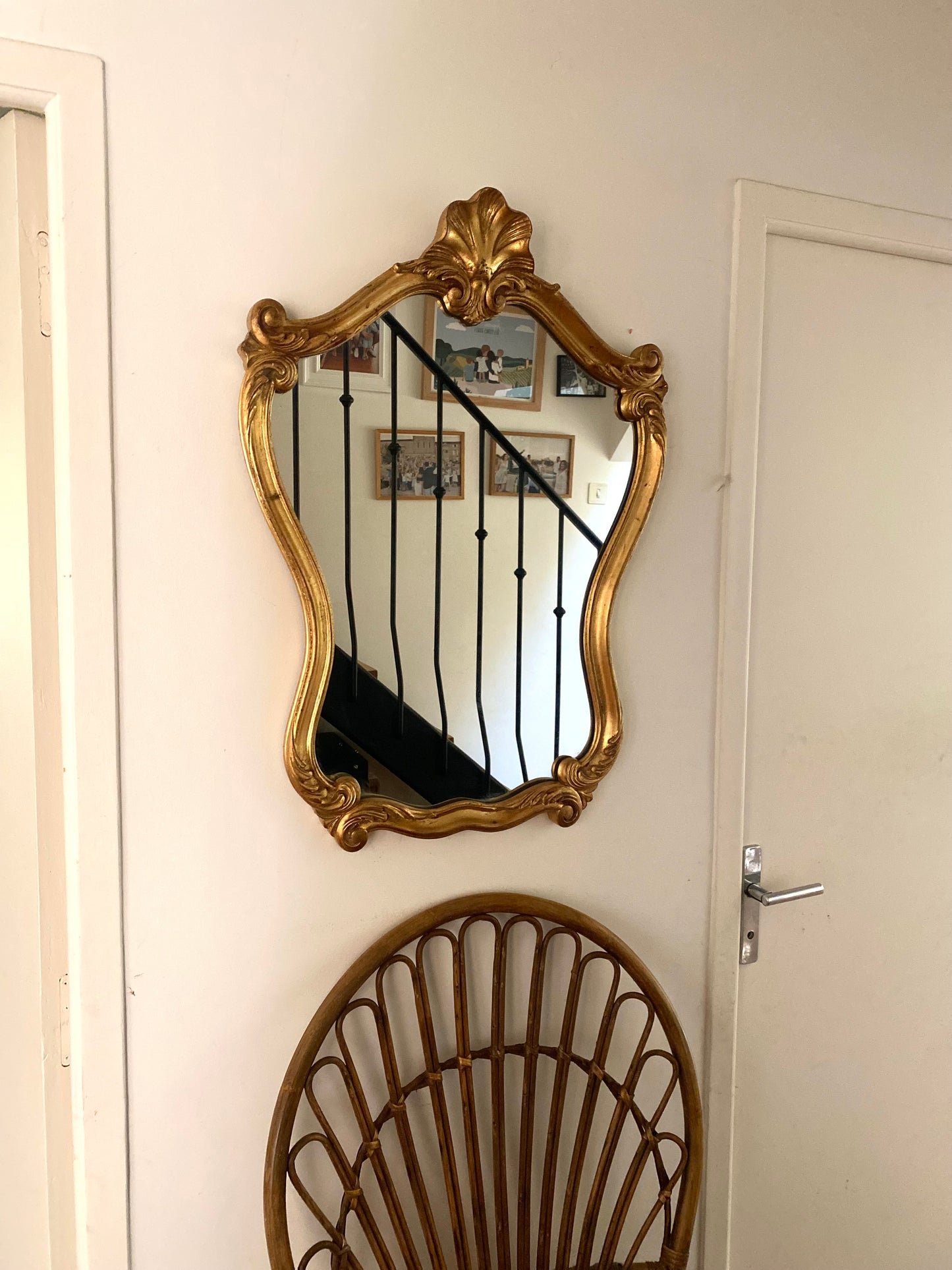 Miroir baroque ancien à coquille