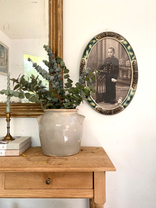 Portrait ancien ovale sous verre - Cadre Art Nouveau - 

Fin XIXème / Début XXème siècle (circa 1900).