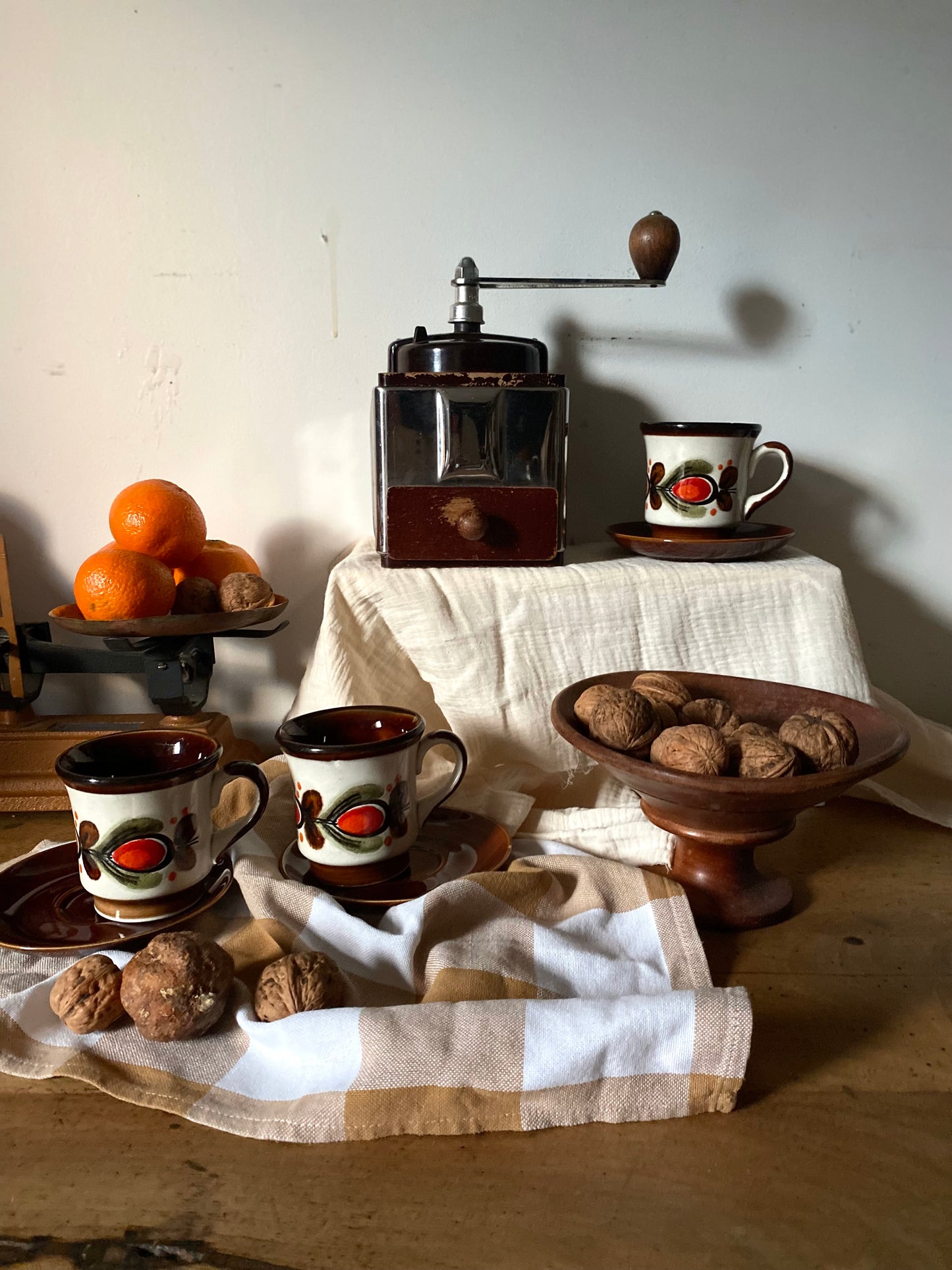 3 tasses à café en faïence ancienne SMF Schramberg 1960