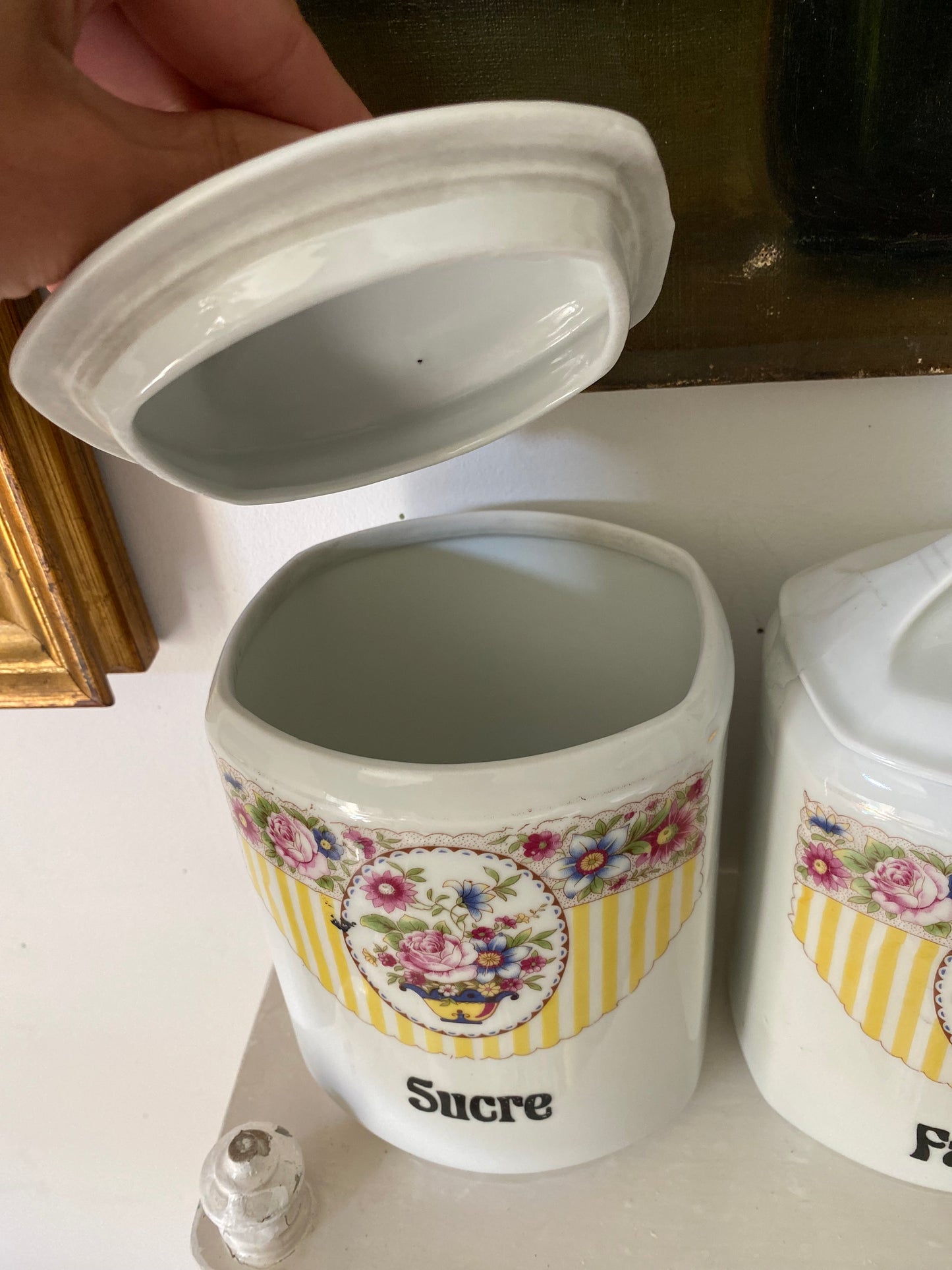 Rare Série de 6 Pots à Épices Anciens en Porcelaine EPIAG
