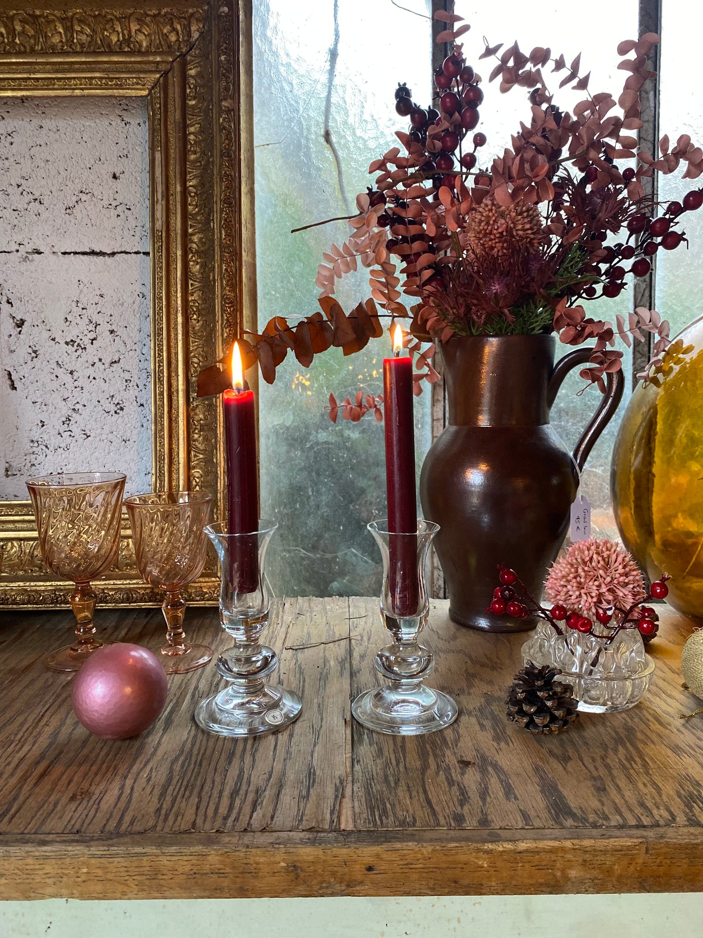 Paire de bougeoir en cristal ancien