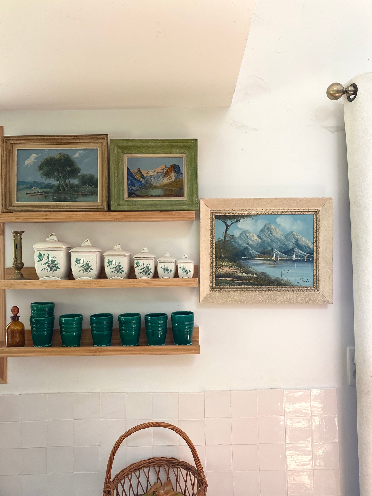 Huile sur toile Paysage de Montagne & Lac – Cadre Montparnasse – Années 60/70