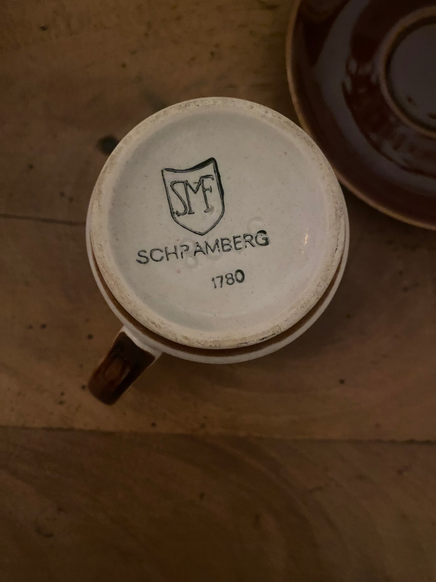 3 tasses à café en faïence ancienne SMF Schramberg 1960