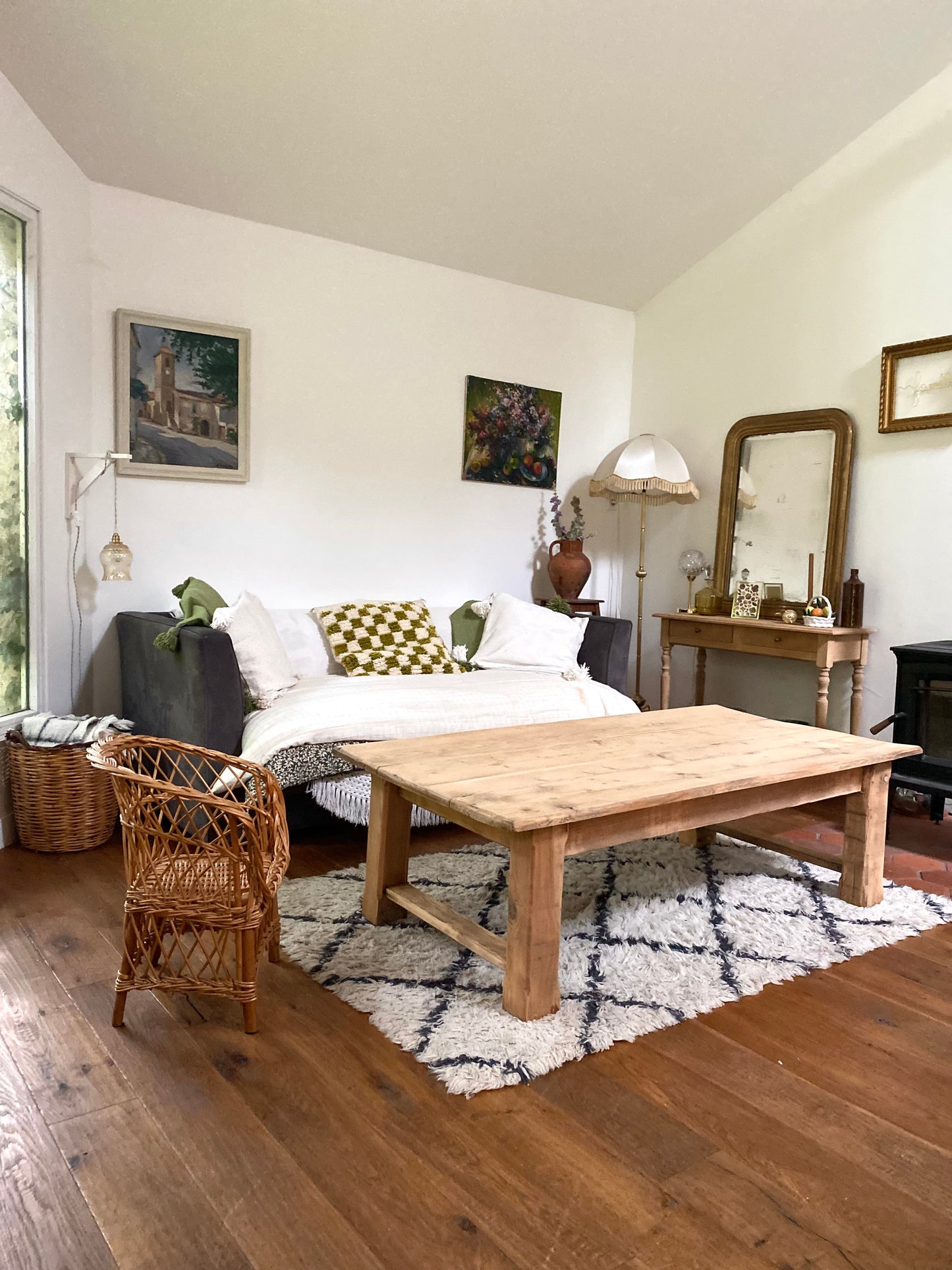 Table de ferme basse en bois ancien