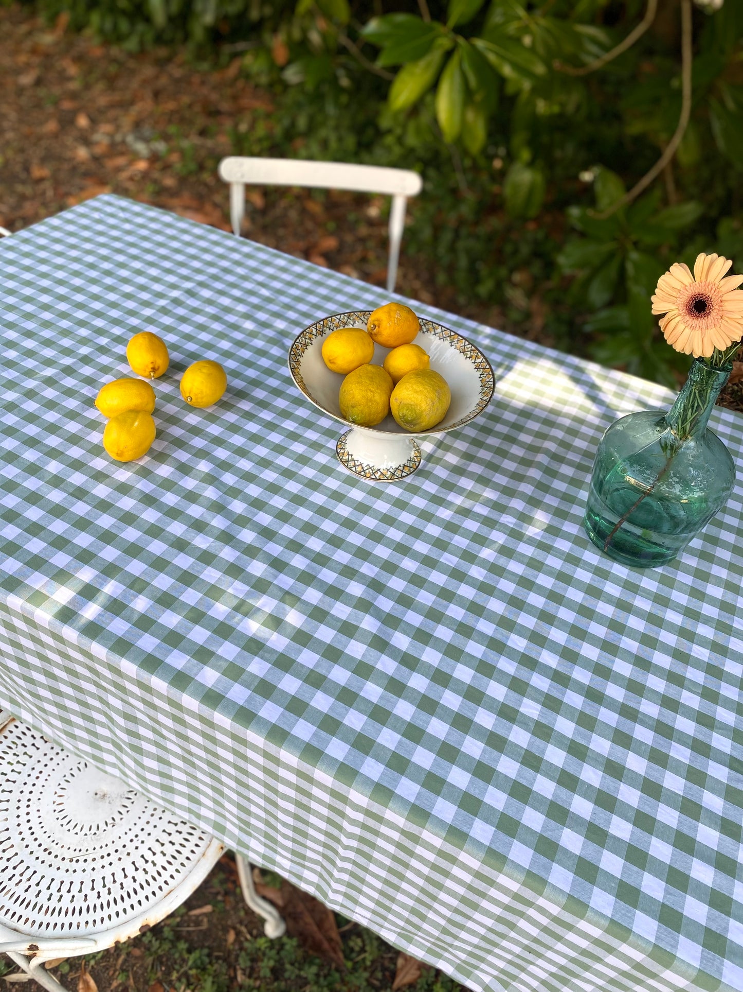 Nappe vichy vert menthe – popeline de coton, 150 x 250 cm