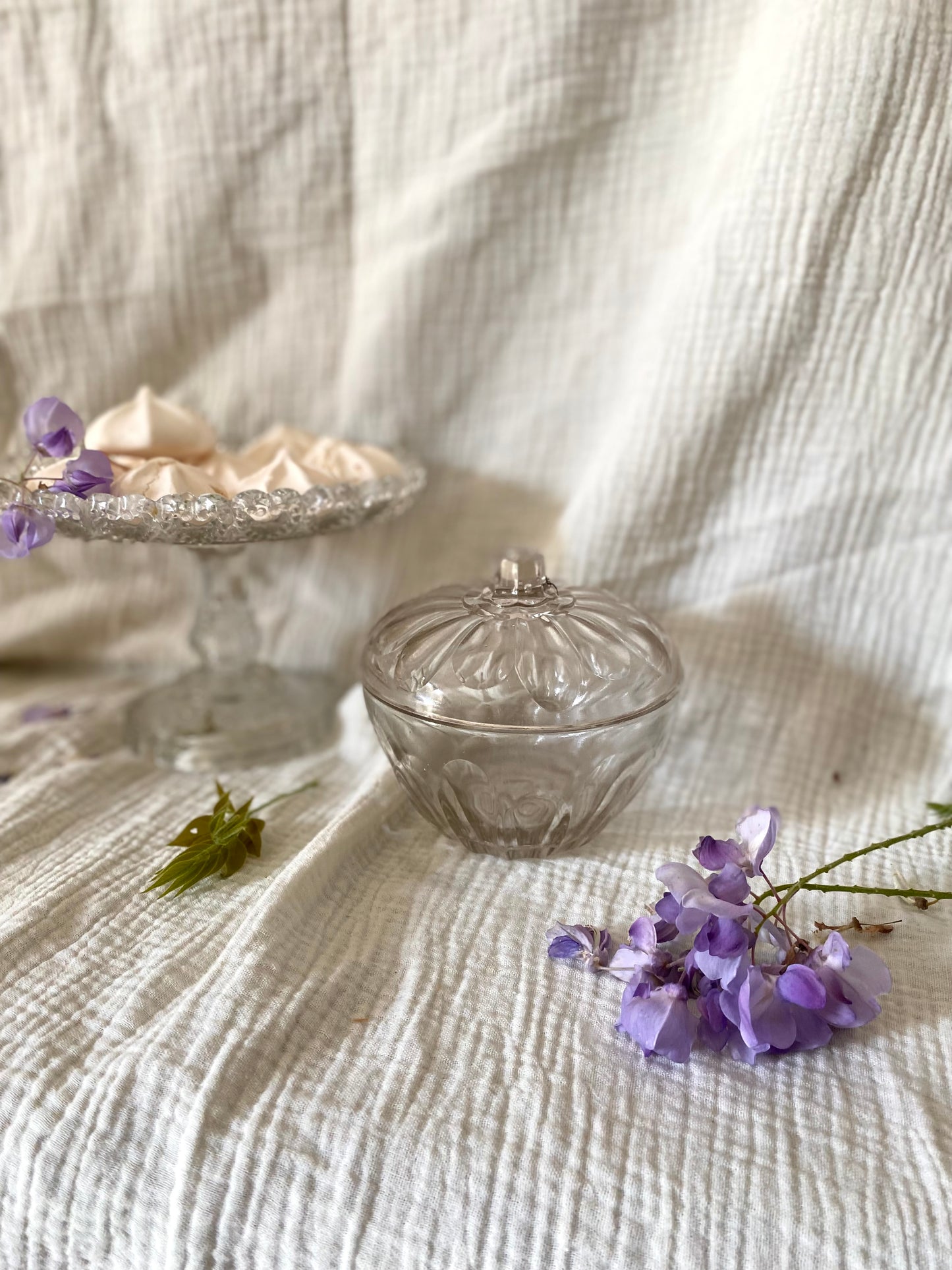 Bonbonnière Vintage en Verre Moulé