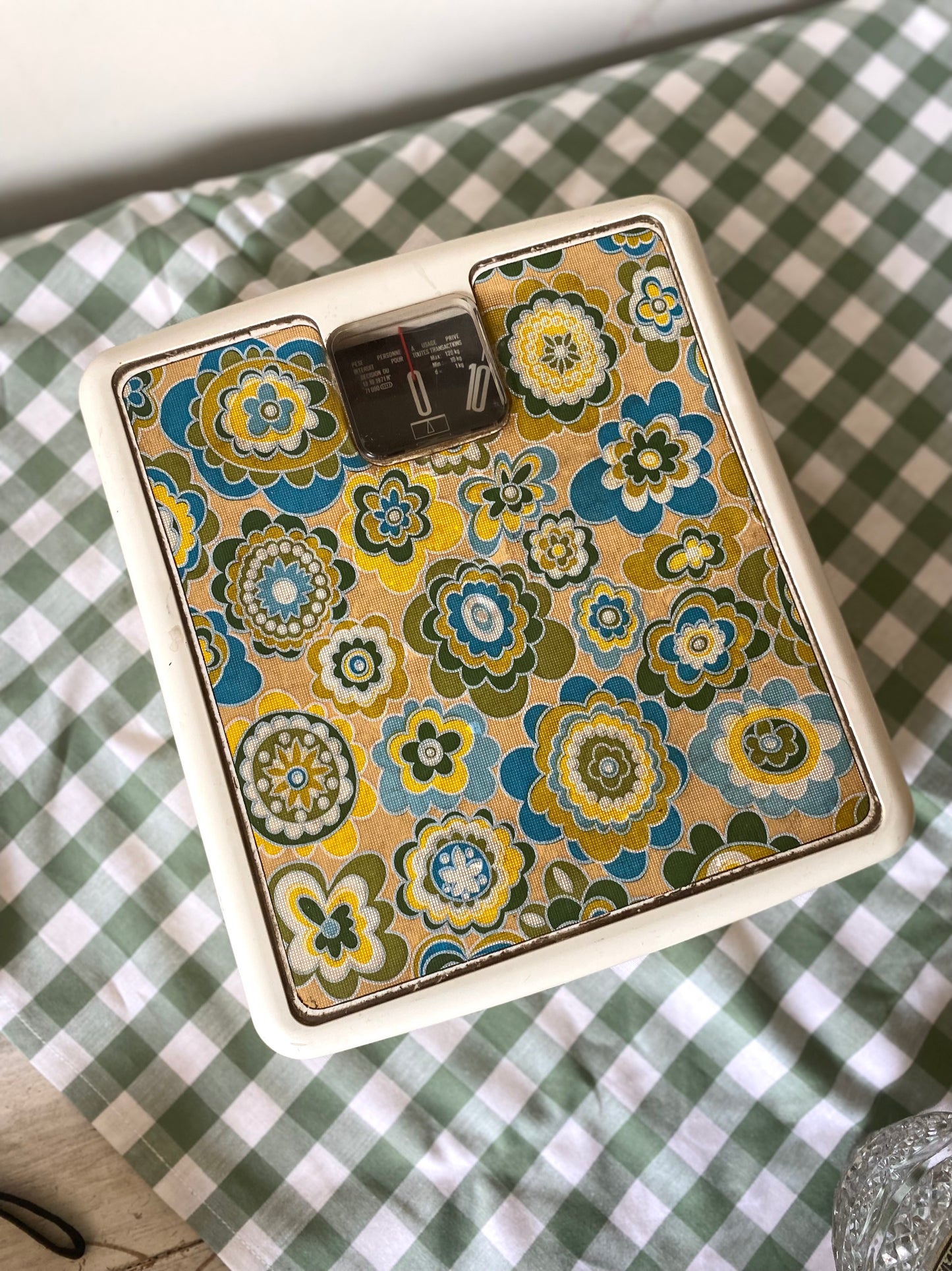 Pèse-personne Terraillon vintage à motif fleuri – années 70