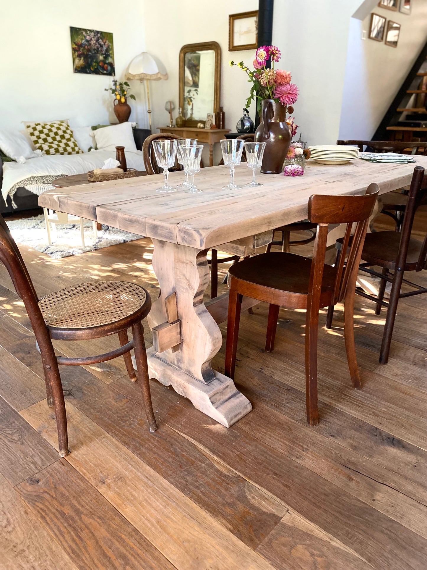 Table de ferme en bois massif ancien
