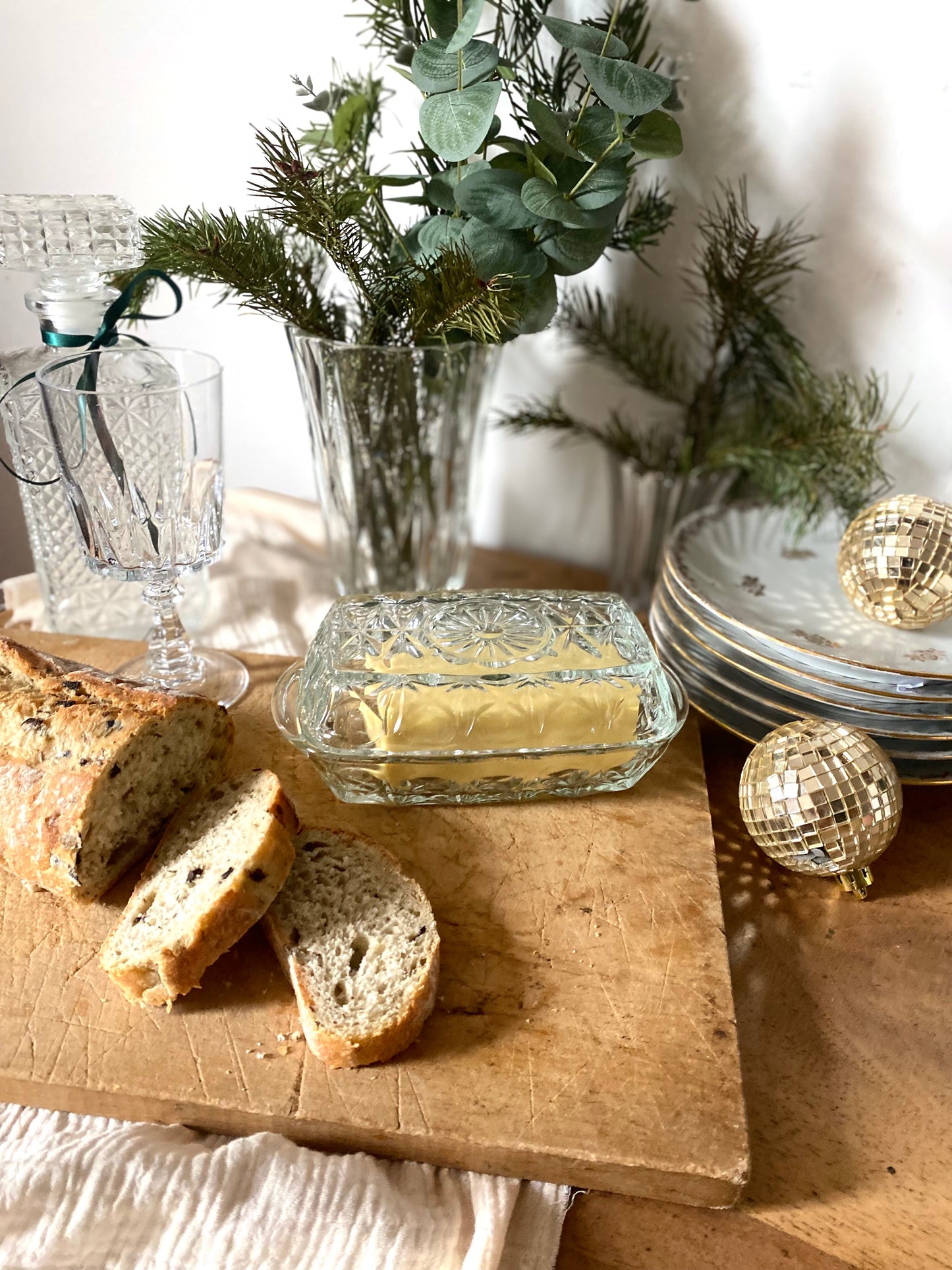 Beurrier en verre vintage