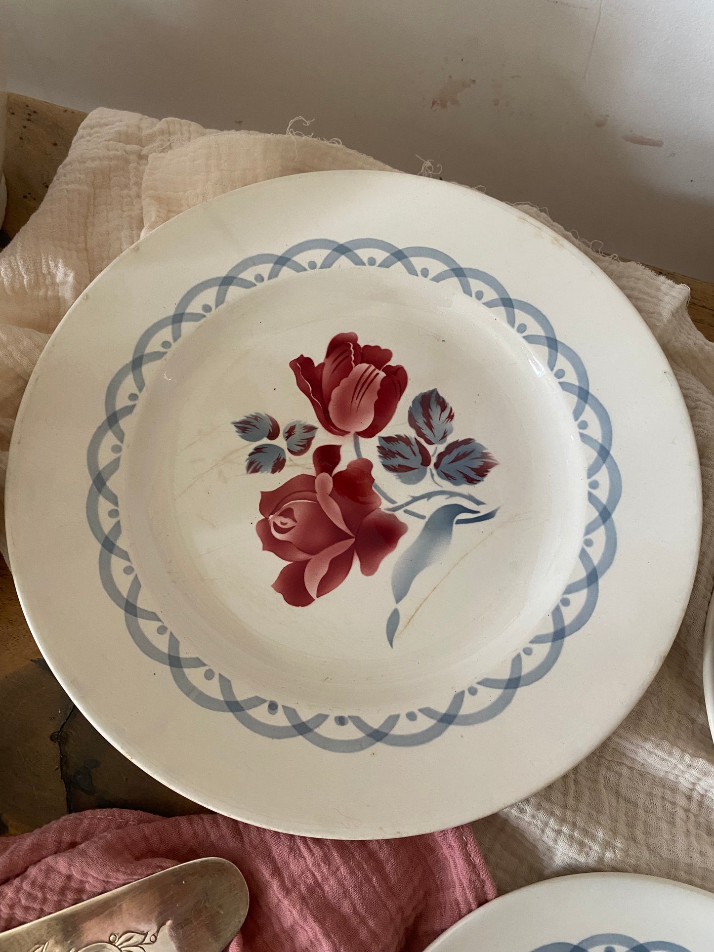 Service à dessert ancien Digoin & Sarreguemines – Modèle "Cannes" 1940