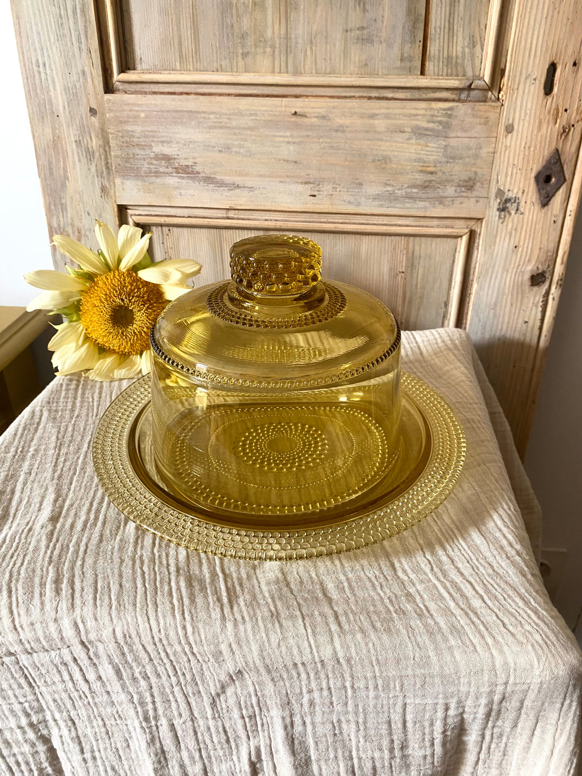 Cloche à fromage en verre ambré, années 70