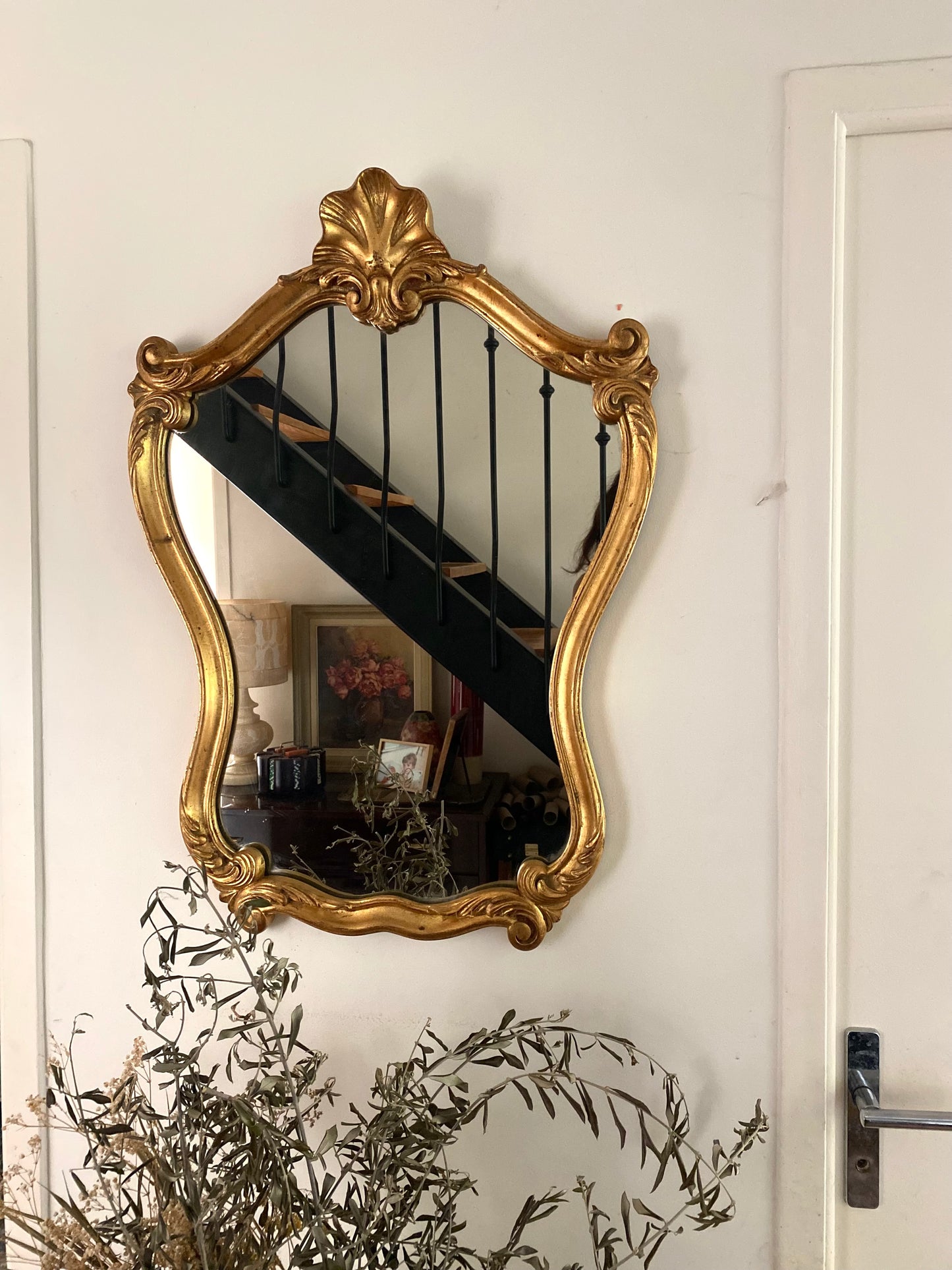 Miroir baroque ancien à coquille