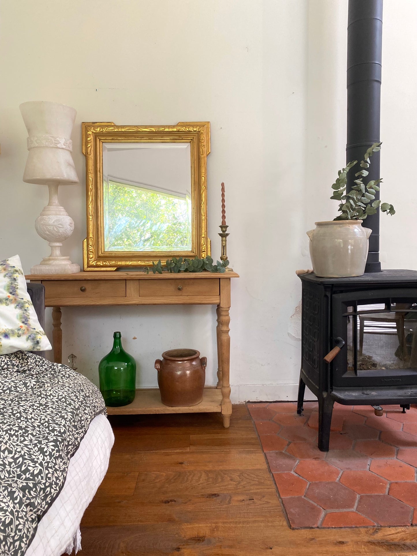 Superbe miroir ancien biseauté à "oreilles" – Style Louis-Philippe – Fin XIXe