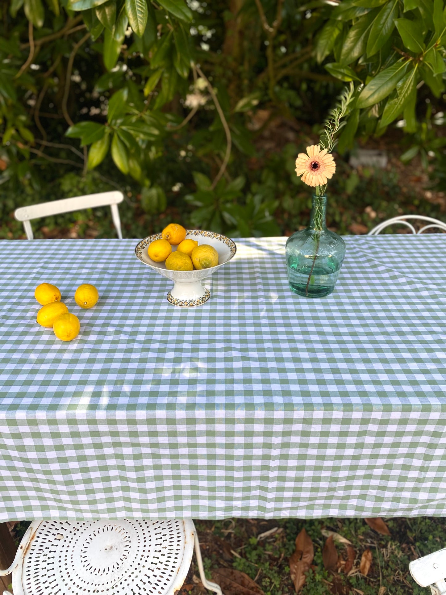Nappe vichy vert menthe – popeline de coton, 150 x 250 cm