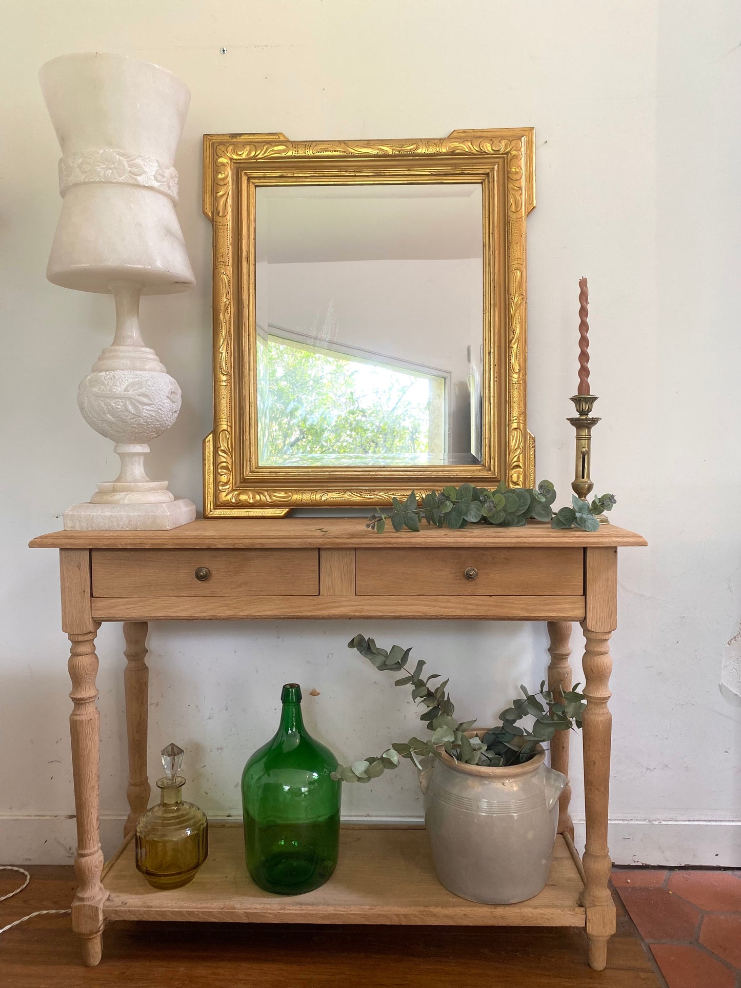 Superbe miroir ancien biseauté à "oreilles" – Style Louis-Philippe – Fin XIXe