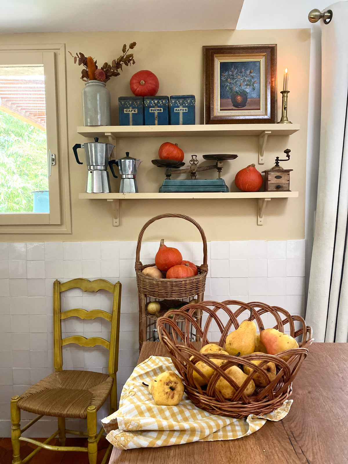 Boîtes Art déco "Café, Sucre, Pâtes" en tôle lithographiée bleue