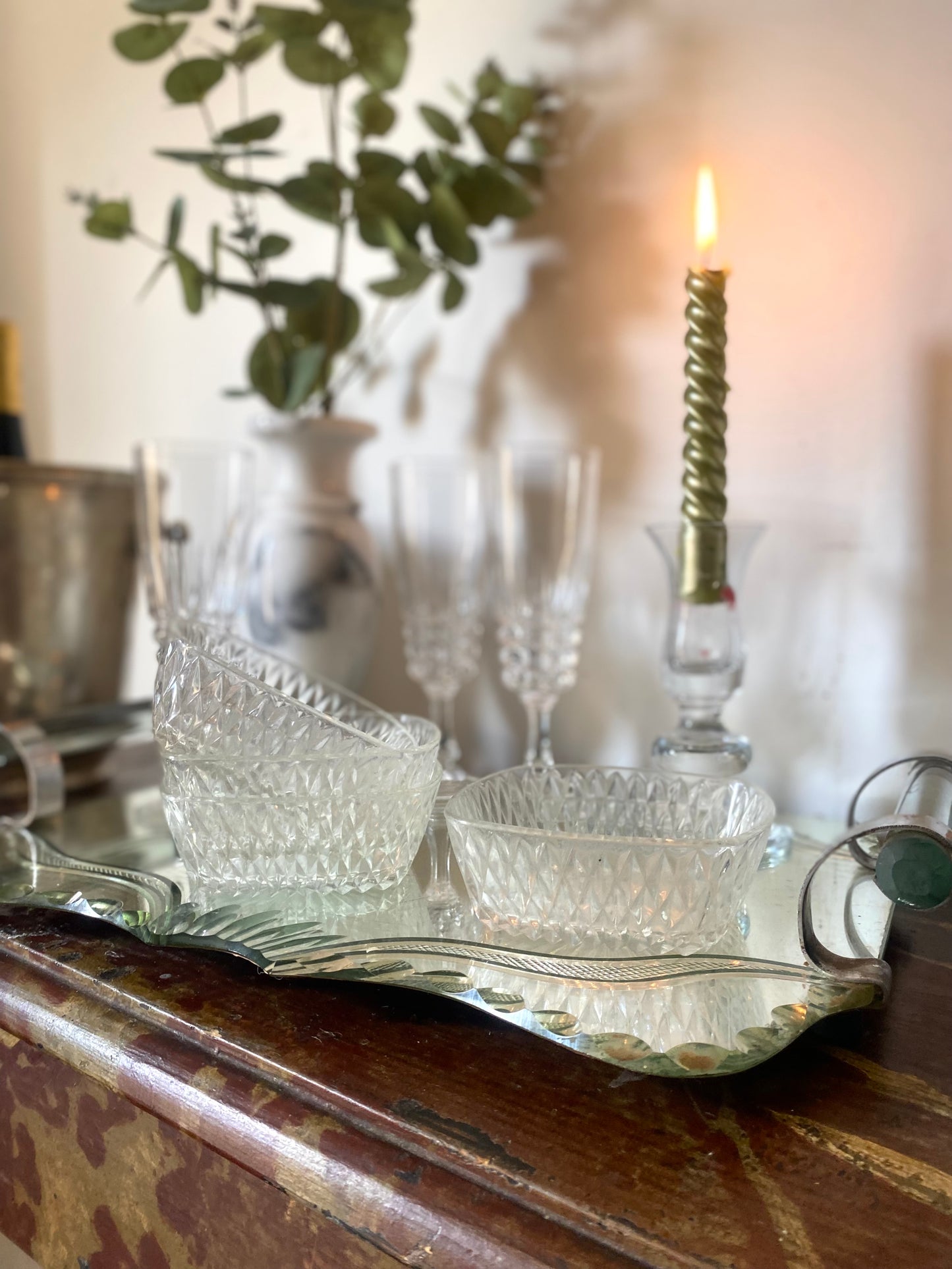 Coupelles en verre taillé