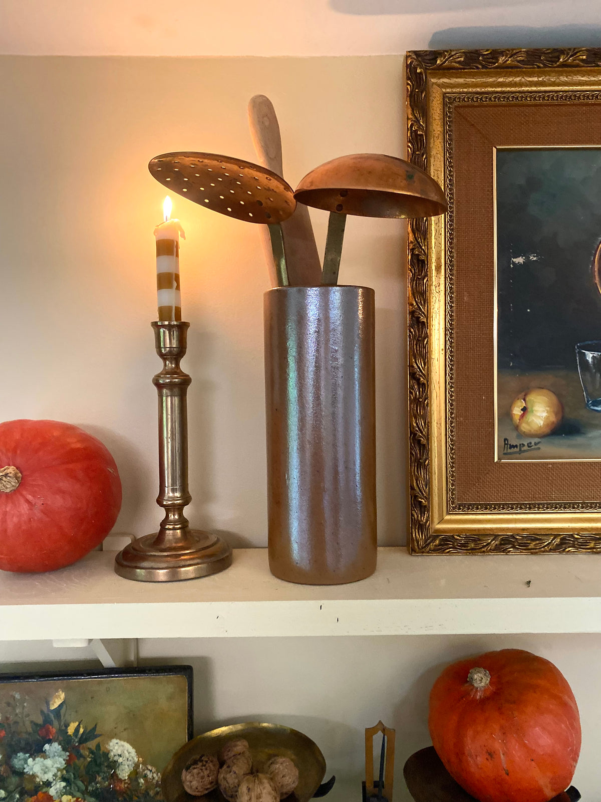Grand vase cylindre en grès émaillé, 1970